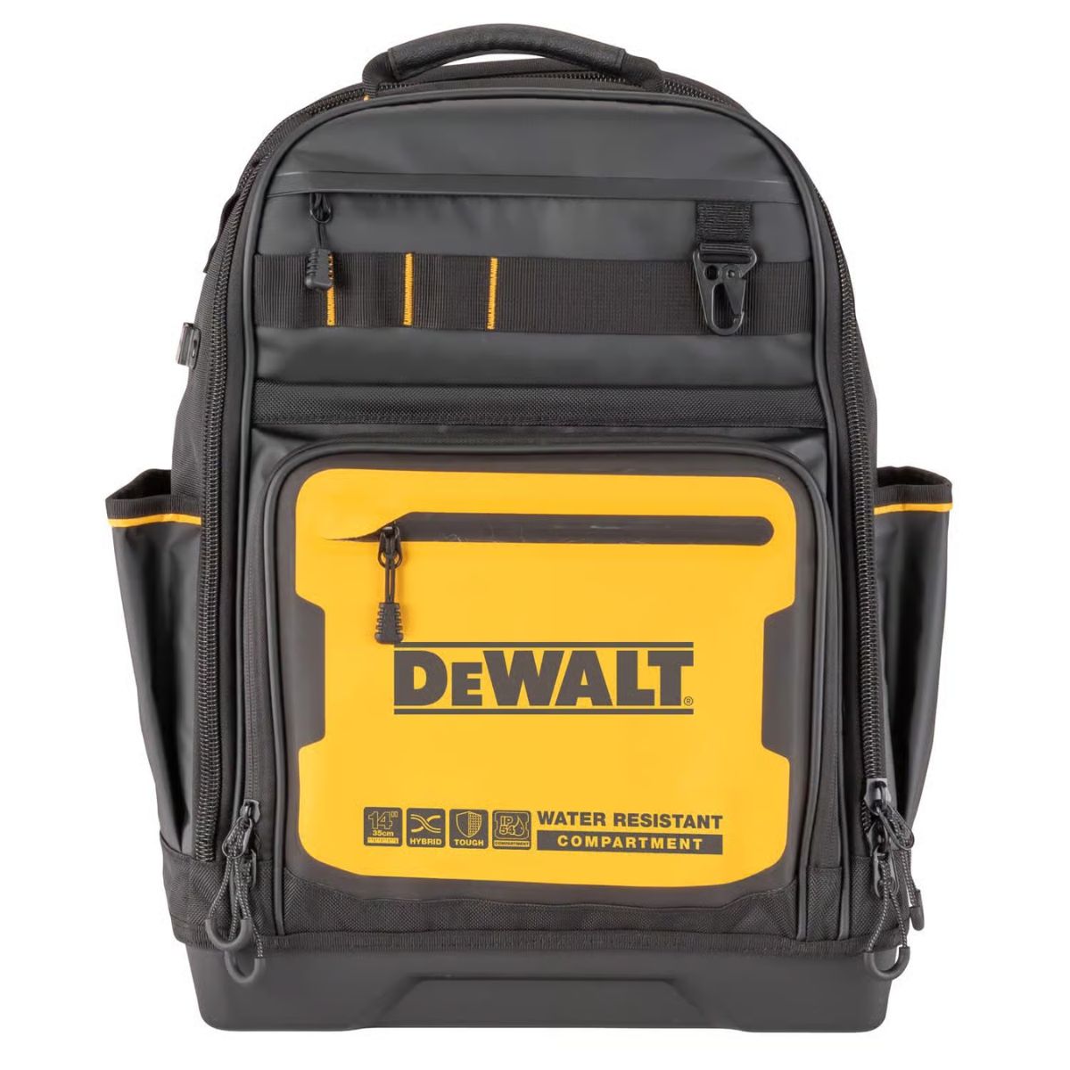 DEWALT 7.75 in. W x 18.75 in. H Polyester/Tarpaulin Pro Backpack Tool Bag 43 pocket Black/Yellow 1 Piece