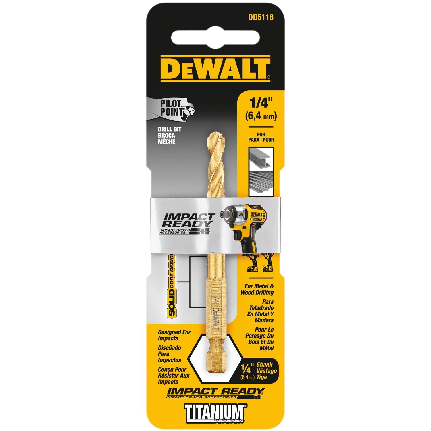 DEWALT Impact Ready 1/4 in. X 3-13/64 in. L High Speed Steel Drill Bit Quick-Change Hex Shank 1 pc