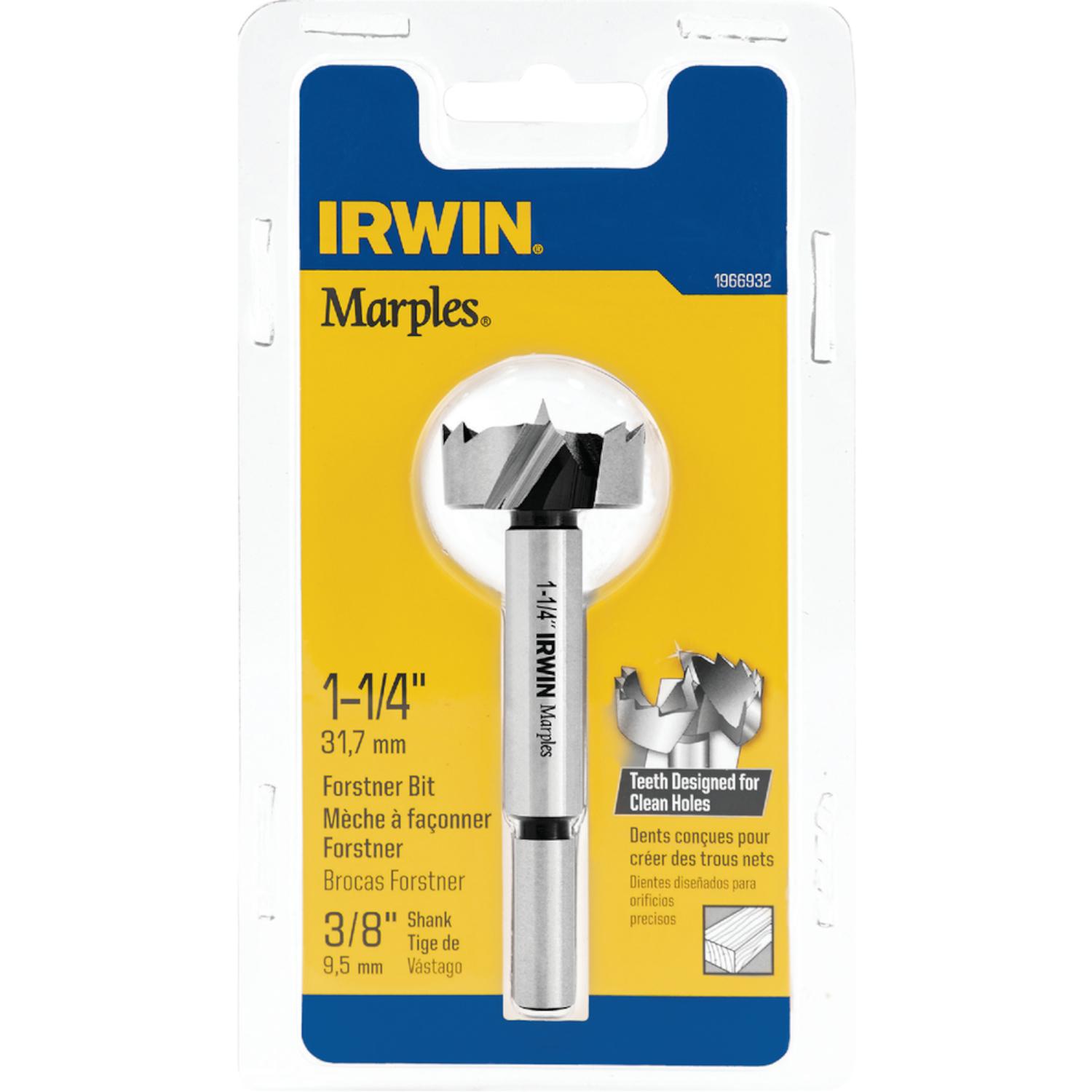 Irwin Marples 1-1/4 in. X 4 in. L Carbon Steel Forstner Drill Bit Round Shank 1 pc