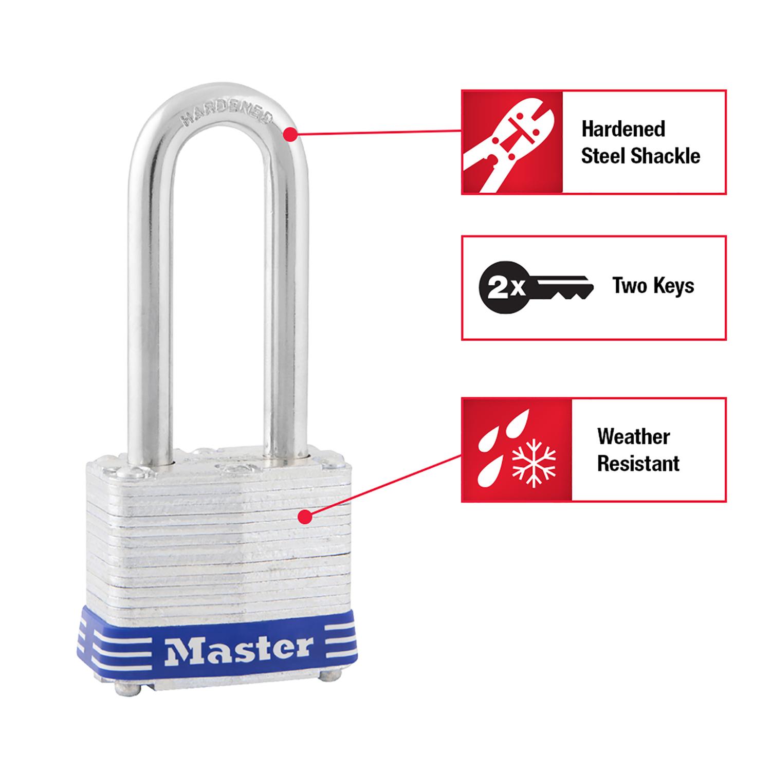 Master Lock 1-5/16 in. H X 1-5/8 in. W X 1-9/16 in. L Laminated Steel Double Locking Exterior Padloc