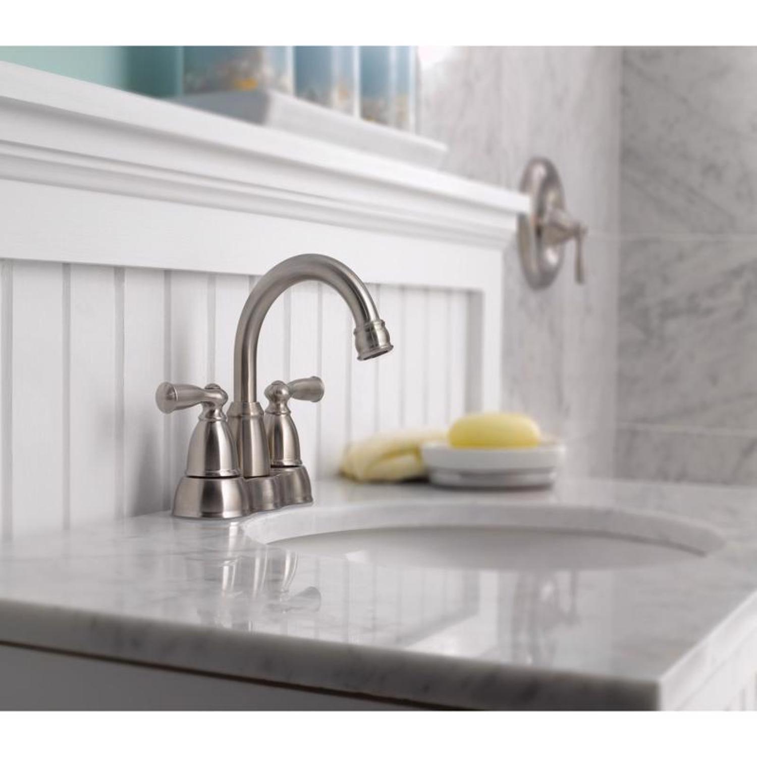 Moen Banbury Brushed Nickel Traditional Bathroom Faucet 4 in.