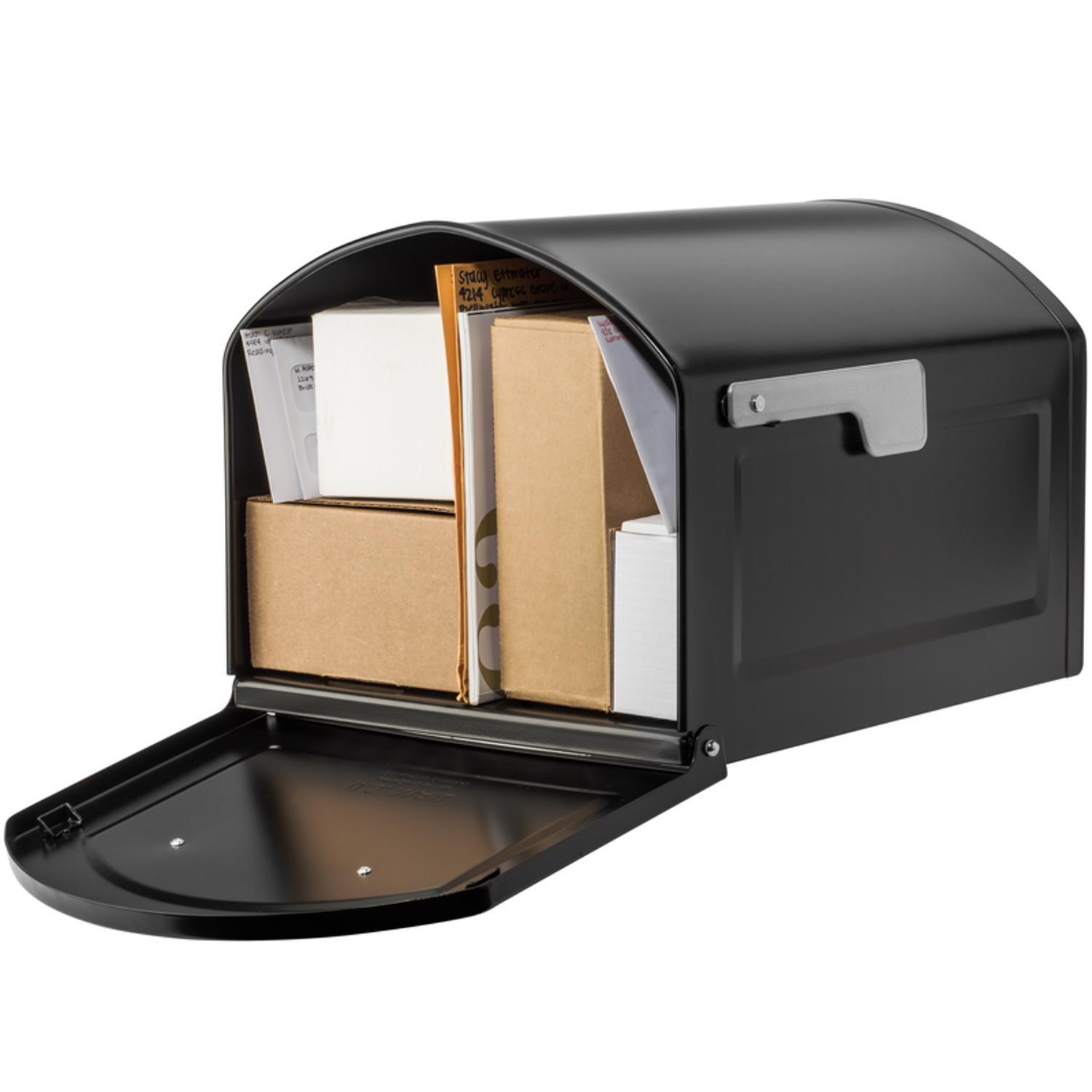 Architectural Mailboxes Centennial Modern Galvanized Steel Post Mount Black Mailbox