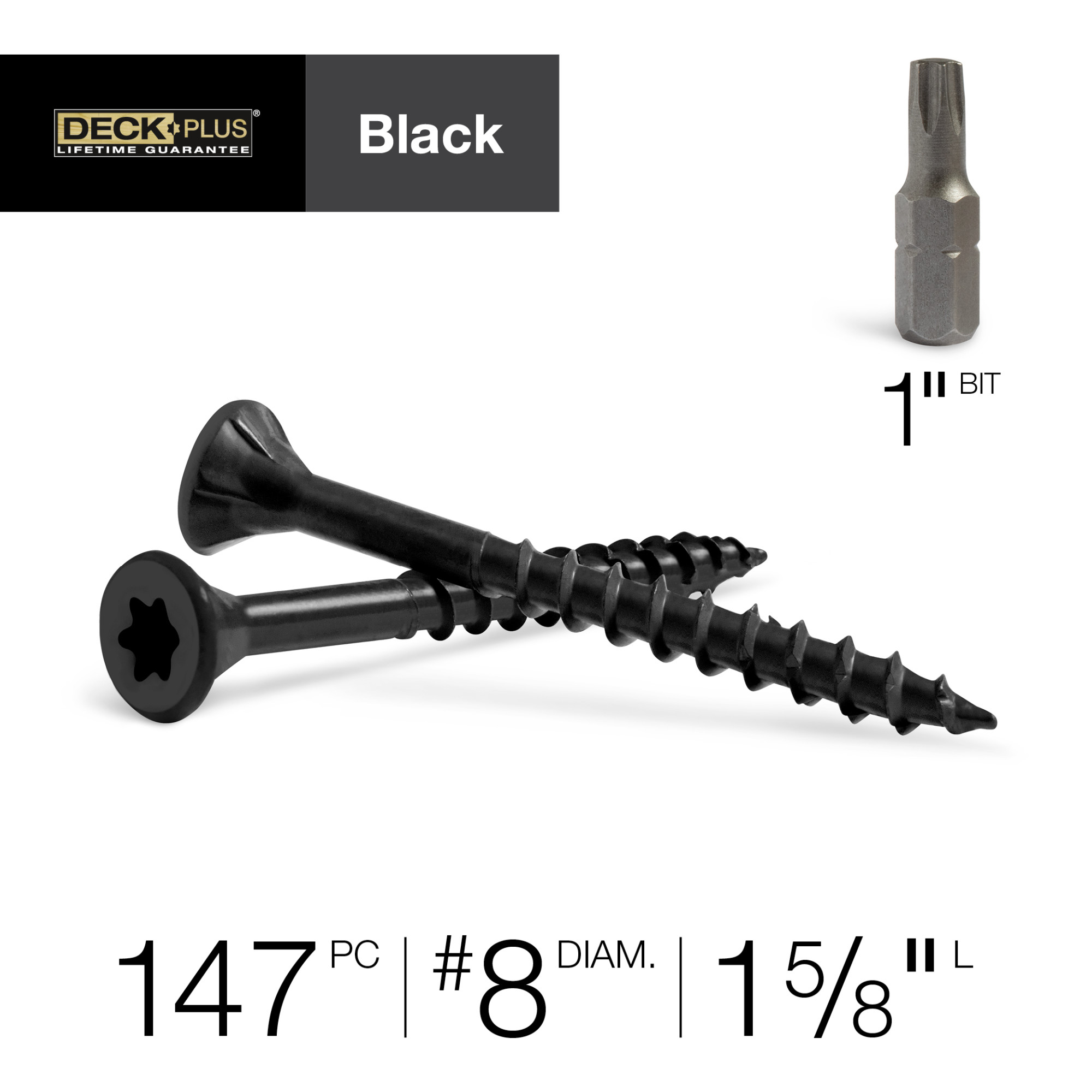Deck Plus Black Deck Screws (#8 x 1-5/8 in.)