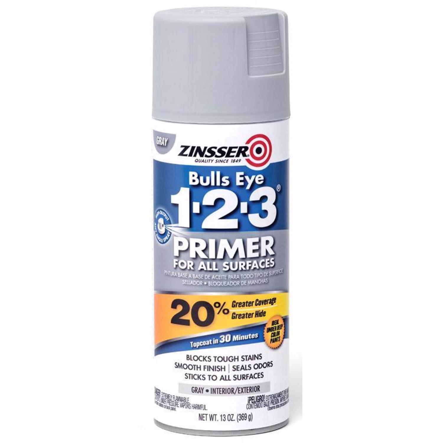 Zinsser Bulls Eye 123 Gray Water-Based Alkyd Primer 13 oz