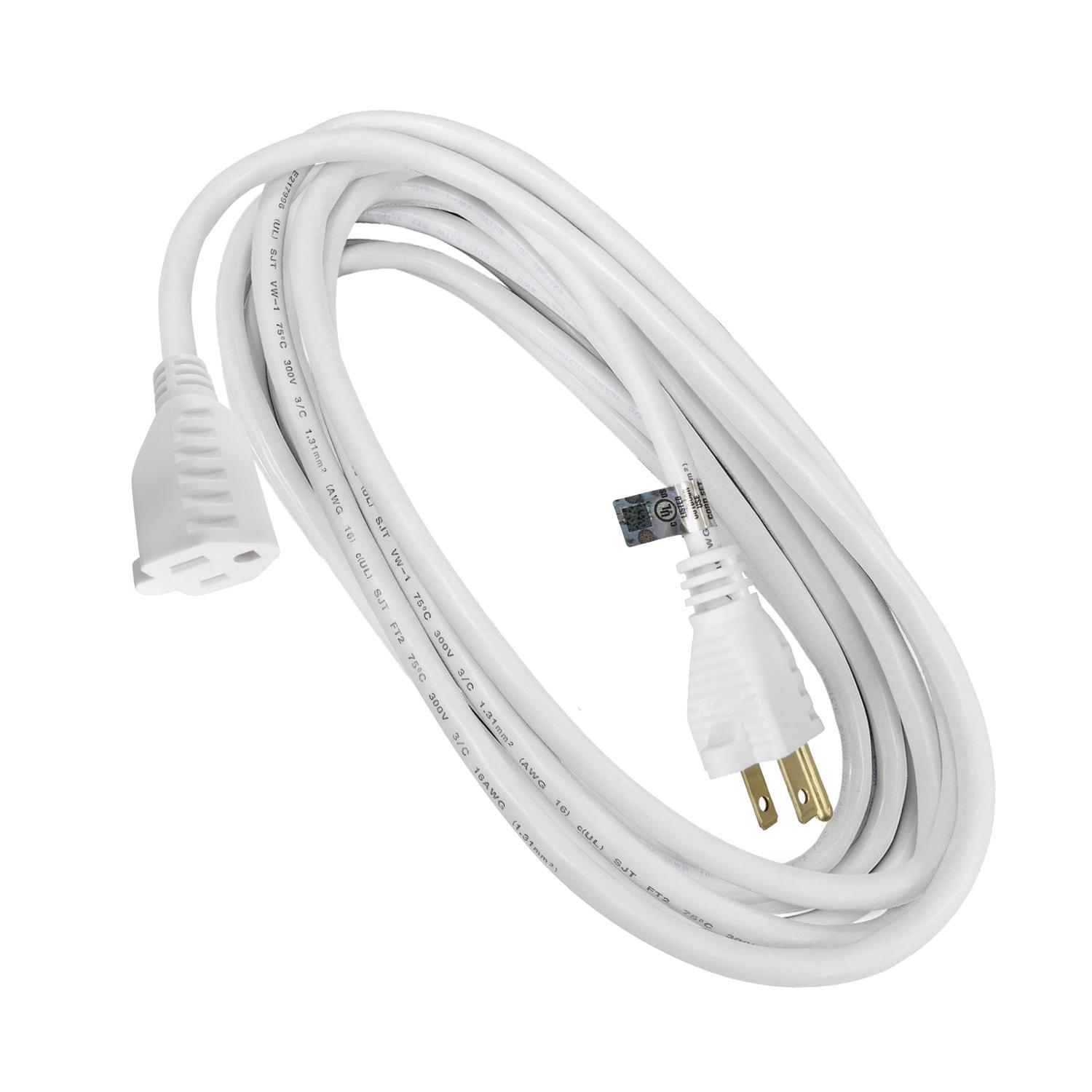 Ace Outdoor 15 ft. L White Extension Cord 16/3 SJTW