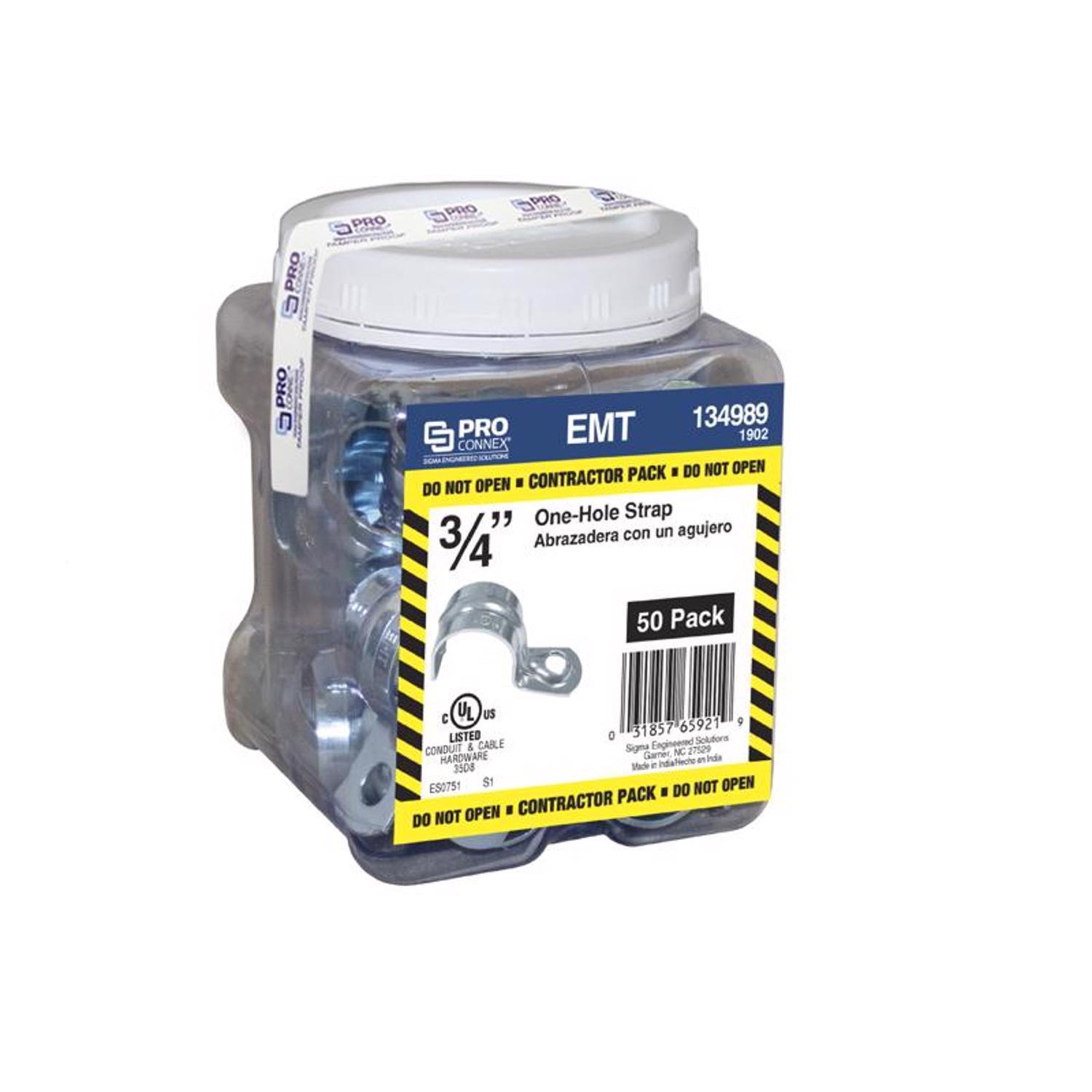 Sigma Engineered Solutions ProConnex 3/4 in. D Zinc-Plated Steel 1 Hole Strap 50 pk