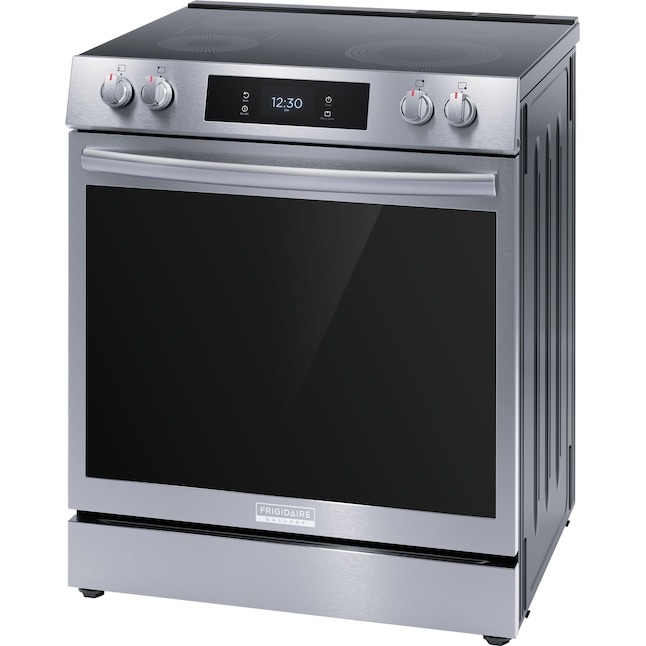 Frigidaire Gallery 30-in Glass Top 5 burners 6.2-cu ft Air Fry Convection Oven Slide-In Electric Range ( Fingerprint Resistant Stainless Steel )