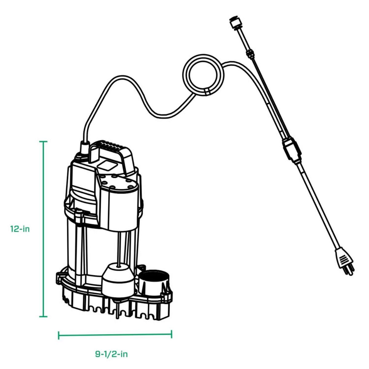 Zoeller 3/4 HP 80 gpm Cast Iron Vertical Float Switch AC Submersible Sump Pump 9 ft&sup3;