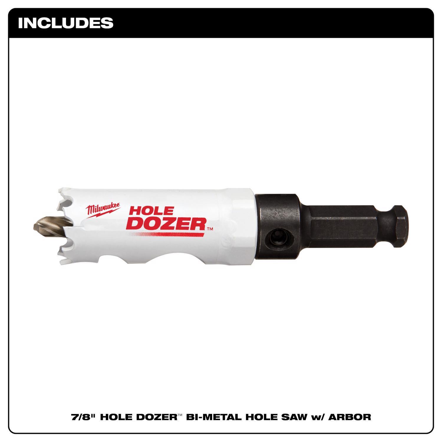Milwaukee Hole Dozer 7/8 in. Bi-Metal 2.7 in. L X 3/8 in. D Hole Saw with Arbor and Pilot Bit Arbor