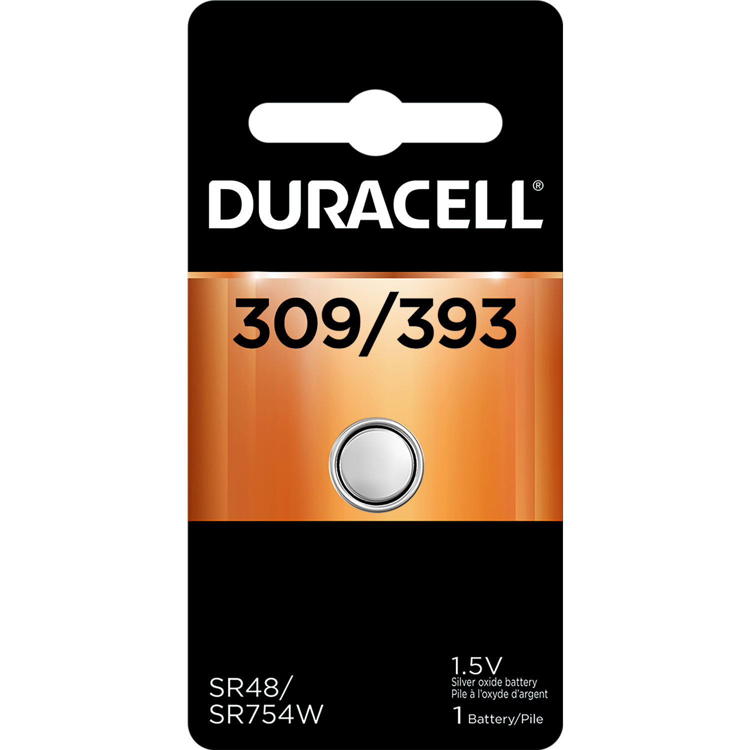 Duracell Silver Oxide 309/393 1.5 V 80 Ah Electronic/Watch Battery 1 pk