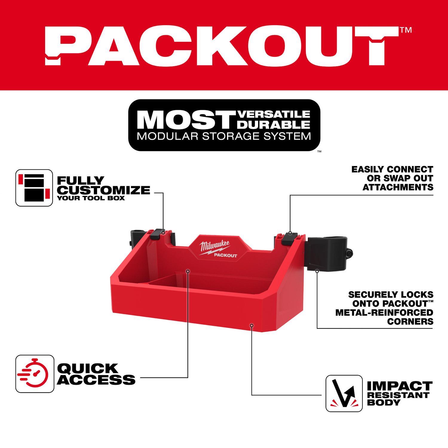 Milwaukee Packout 3.3 in. W X 5.2 in. H Tool Box Attachment Tool Tray Black/Red