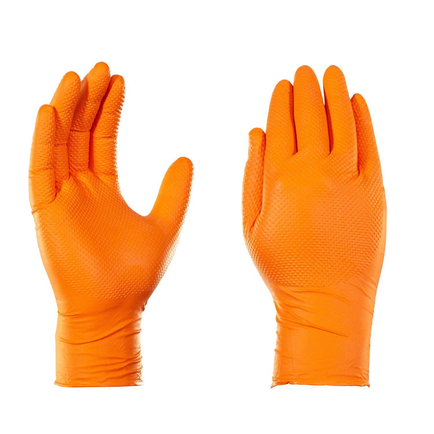 Gloveworks Nitrile Disposable Gloves One Size Fits Most Orange Powder Free 6 pc