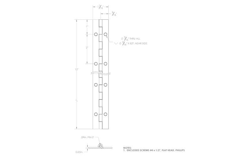 Ace 1 in. W X 12 in. L Nickel Steel Continuous Hinge 1 pk