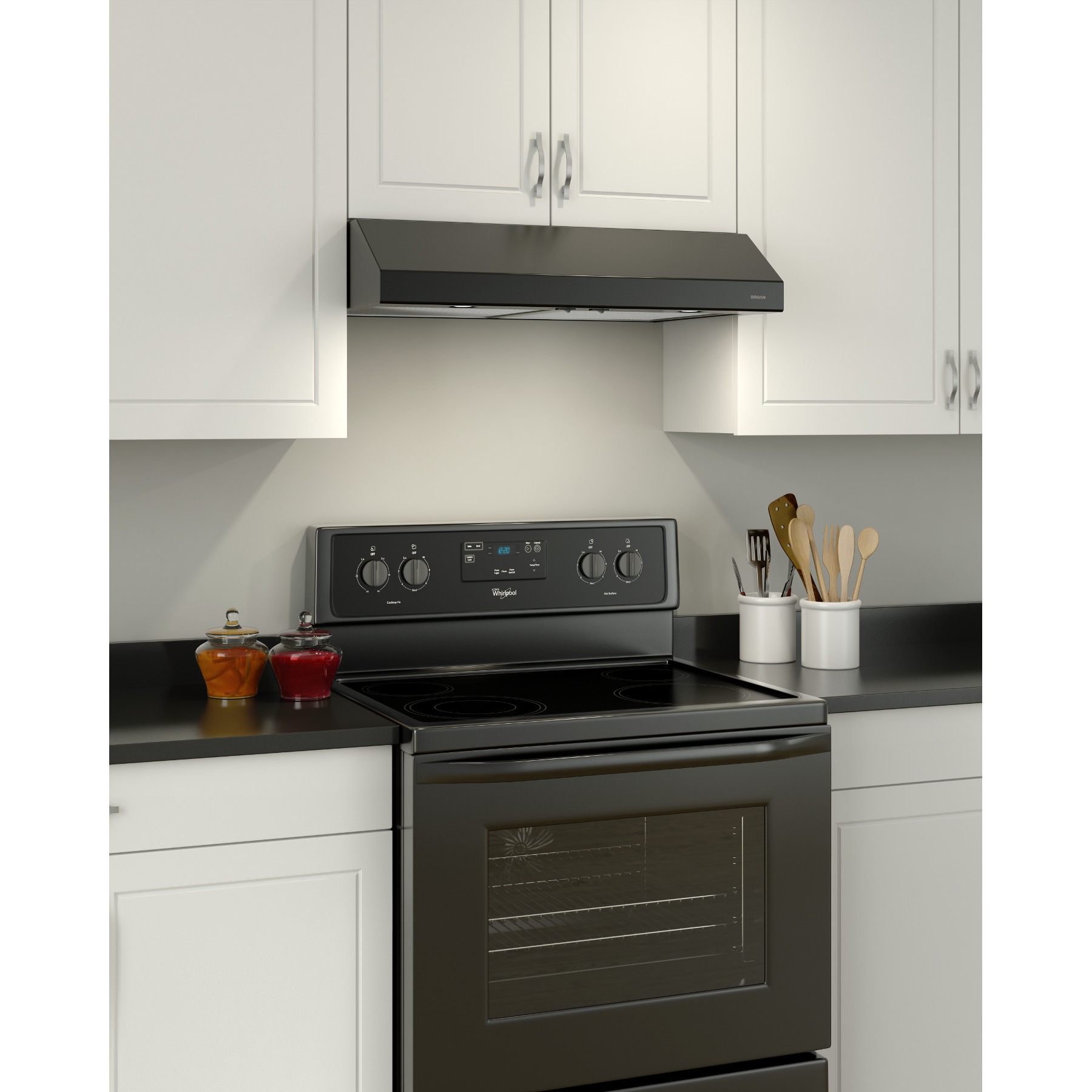 BROAN Glacier 30-Inch 300 Max Blower CFM 5 Sones Black Range Hood