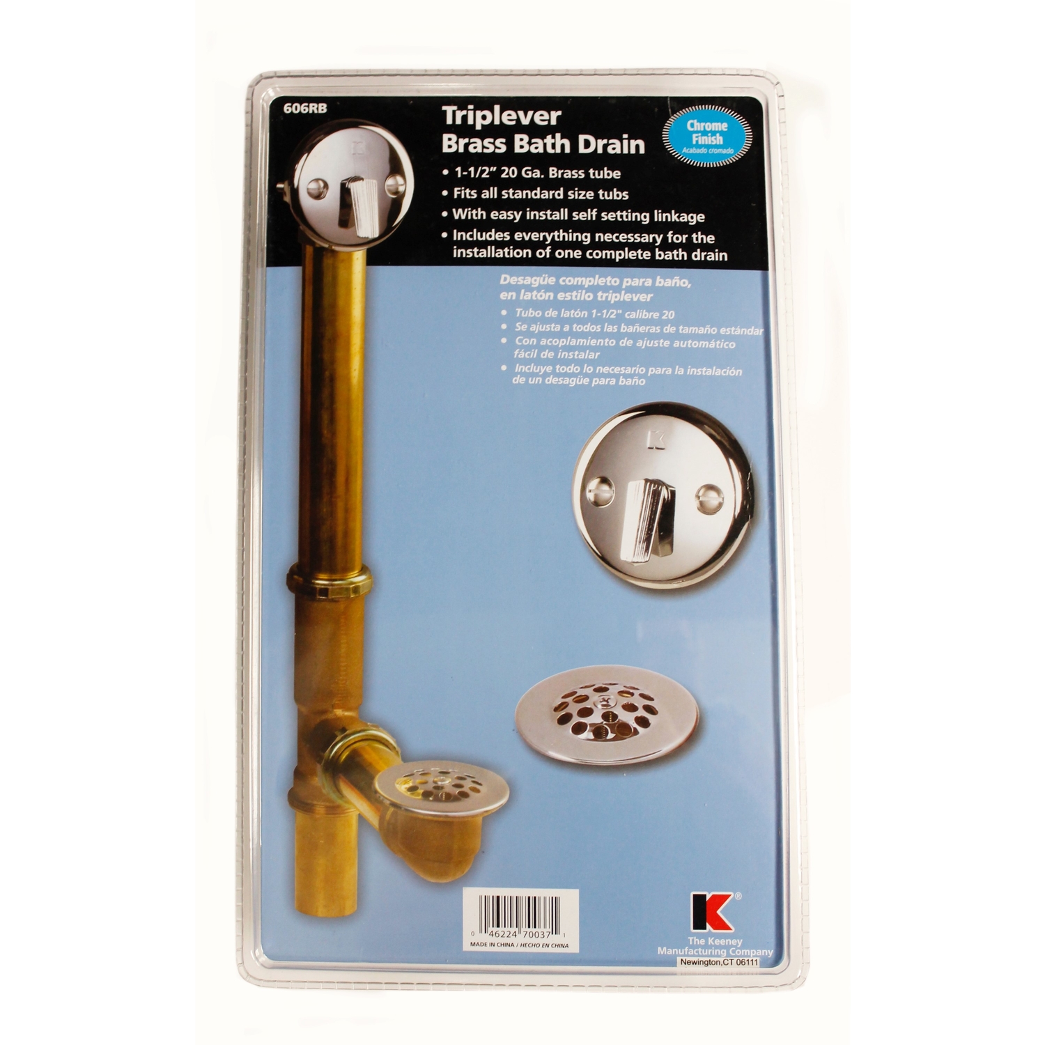 Keeney 11/2 in. D Chrome Brass Triplever Bath Drain Stine Home