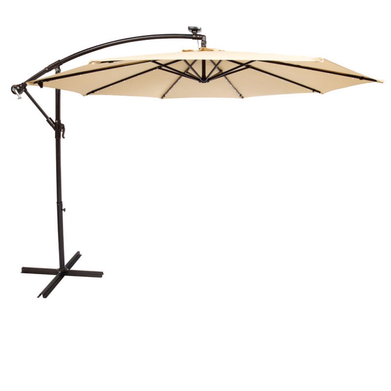 Living Accents 10 ft. Tiltable Taupe Offset Umbrella