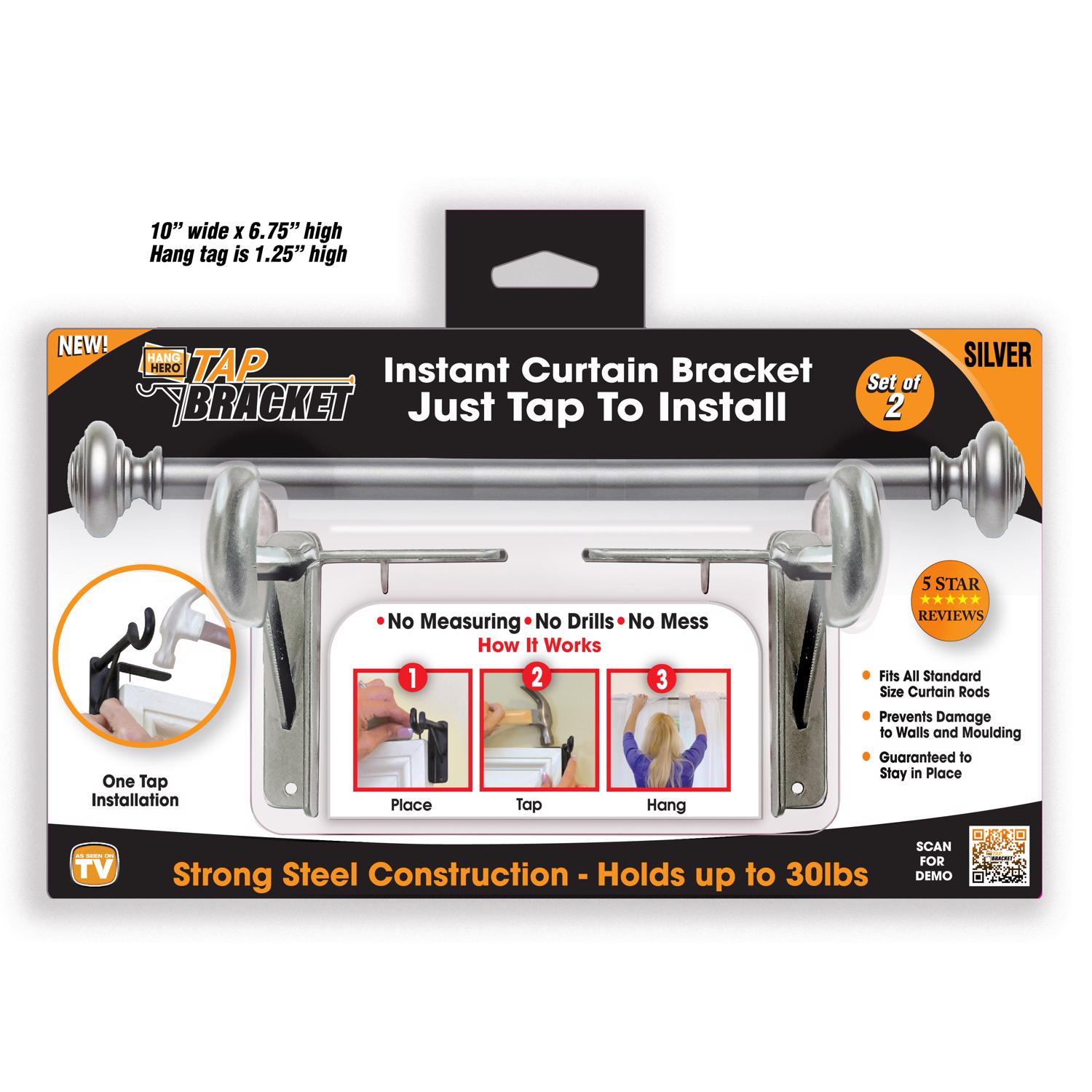 Tap Bracket As Seen On Tv Silver Steel Curtain Bracket 30 LB