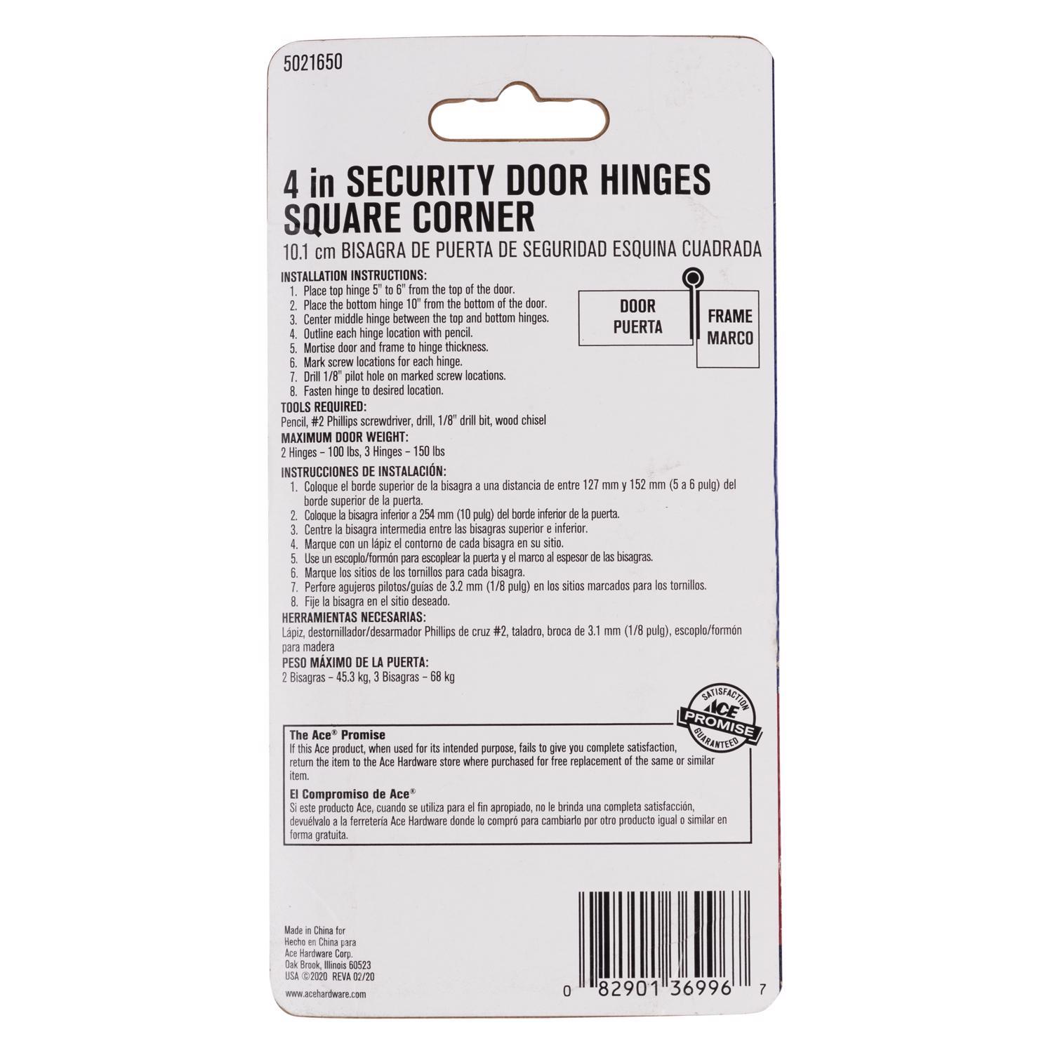 Ace 4 in. L Chrome Residential Door Hinge 3 pk