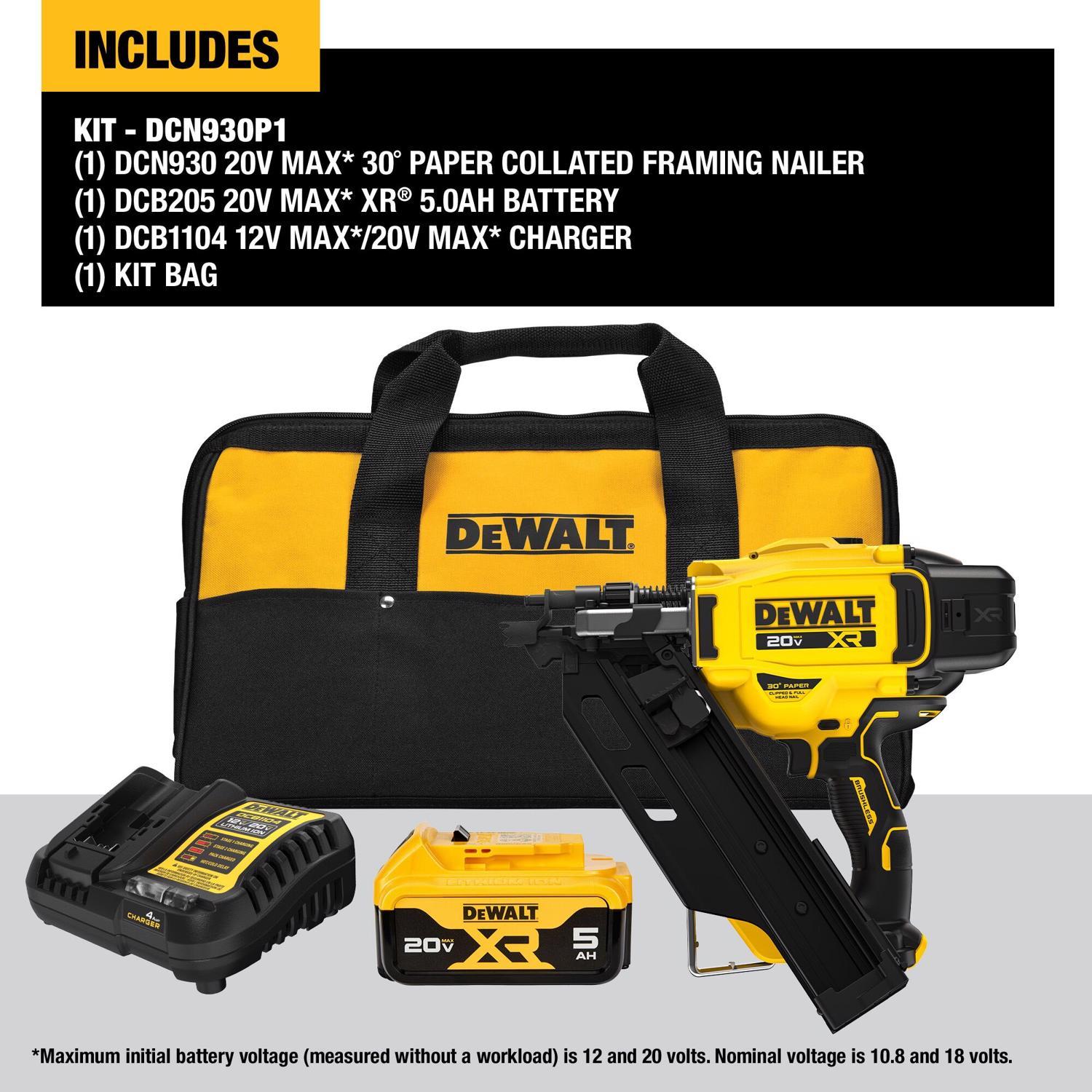 DeWalt 20V MAX Cordless 30 deg Framing Nailer Kit (Battery & Charger) 20 V