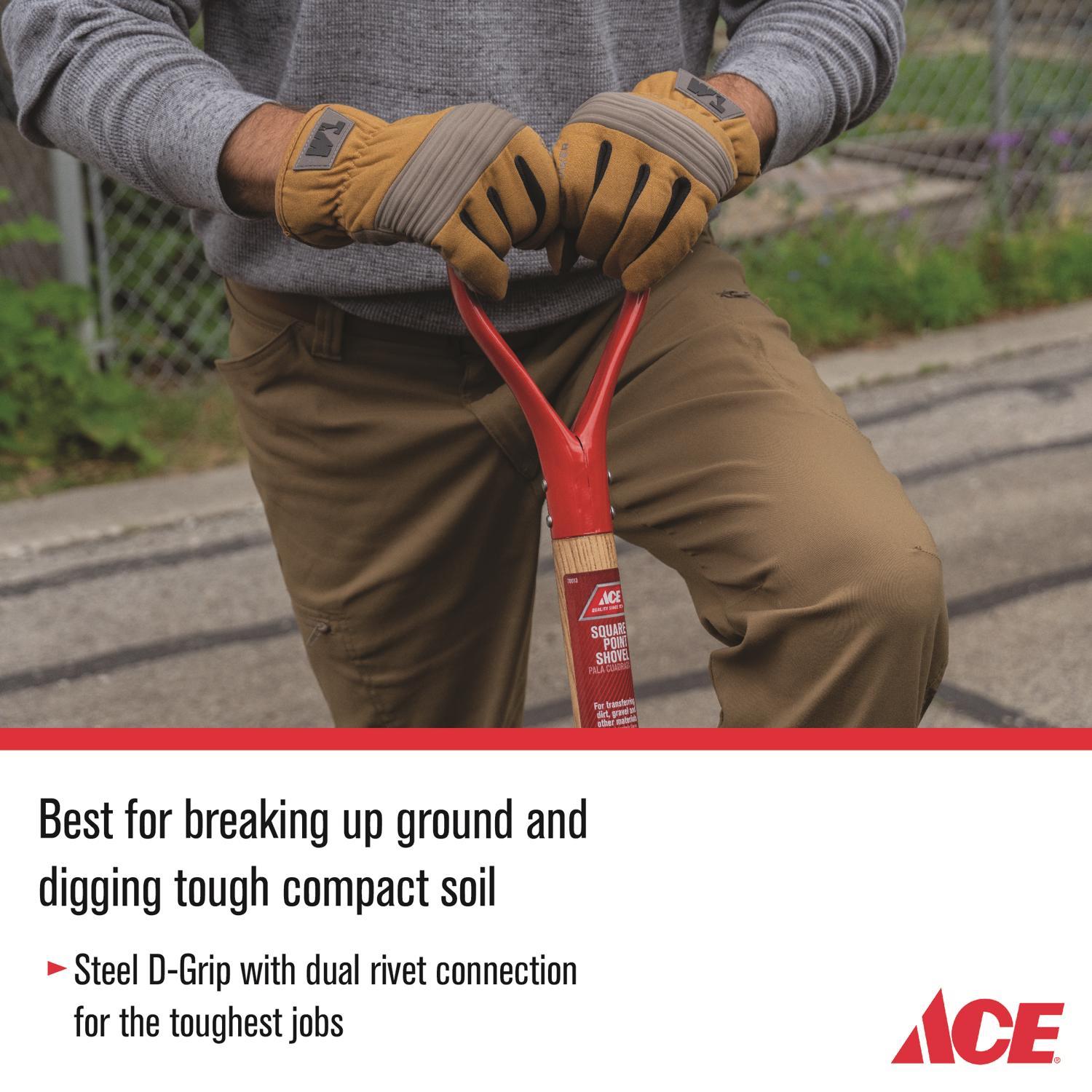 Ace 41.5 in. Steel Round Digging Shovel Wood Handle