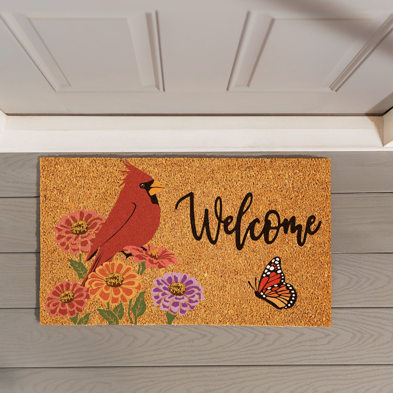 Evergreen Spring Cardinal Time Coir Mat