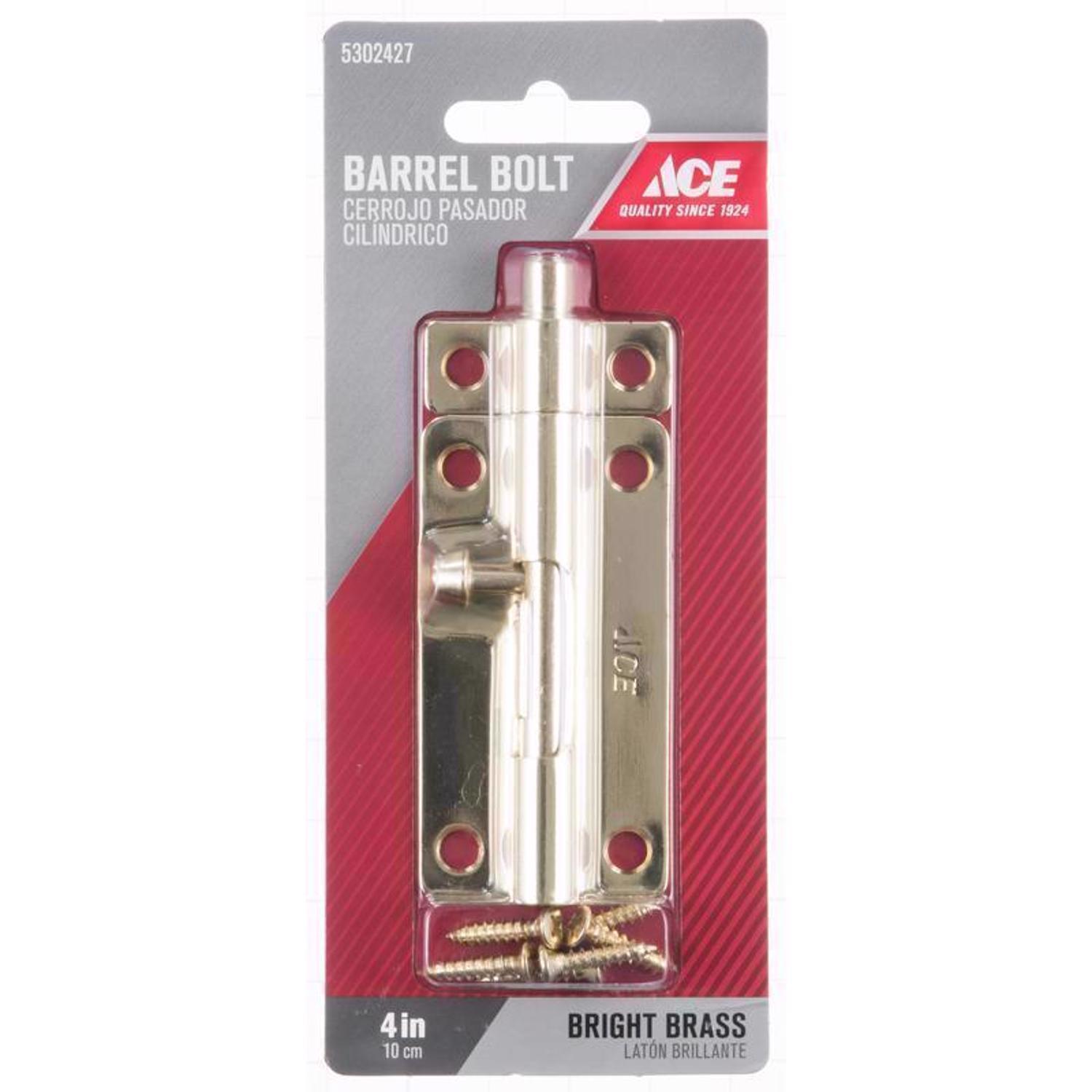 Ace 4 in. L Brass-Plated Steel Barrel Bolt 1 pk