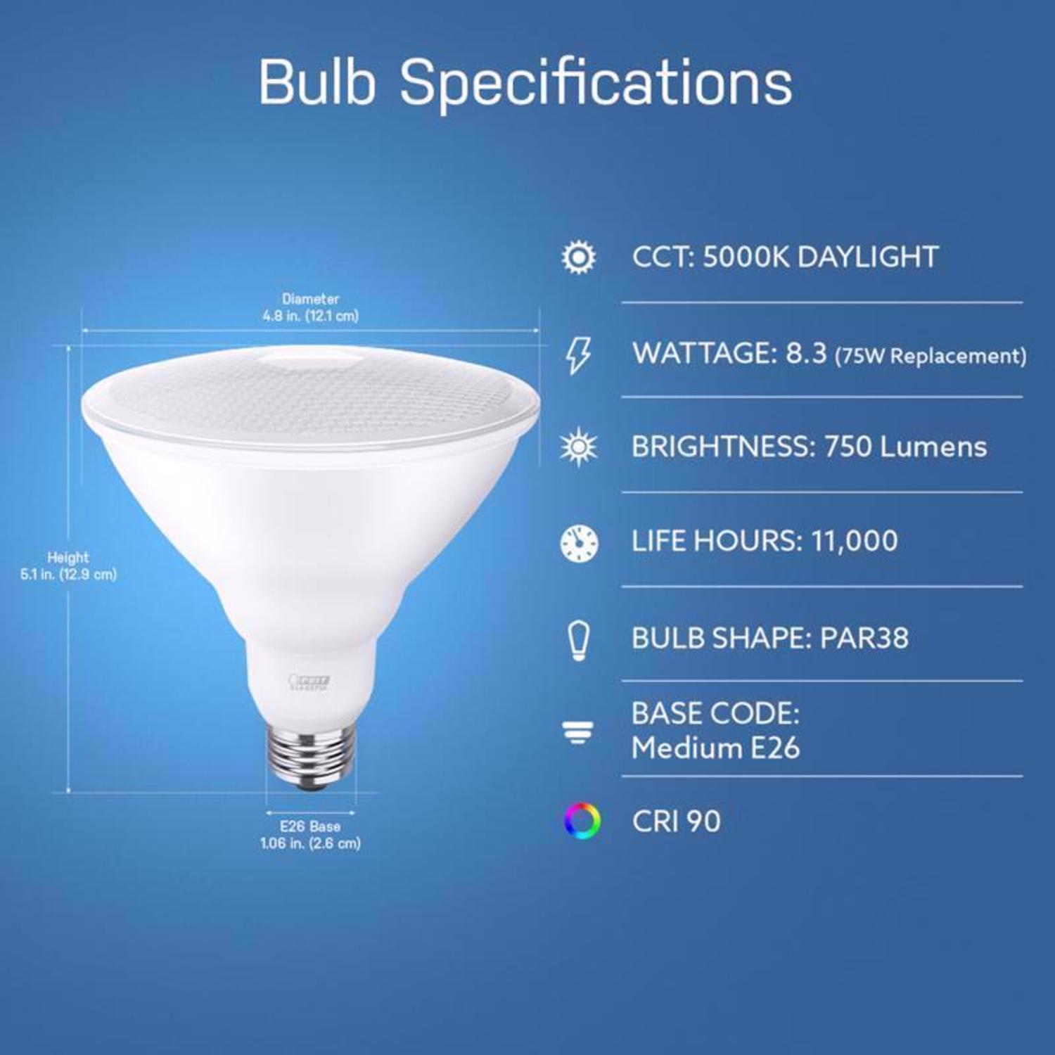 Feit Enhance PAR38 E26 (Medium) LED Bulb Daylight 75 Watt Equivalence 4 pk