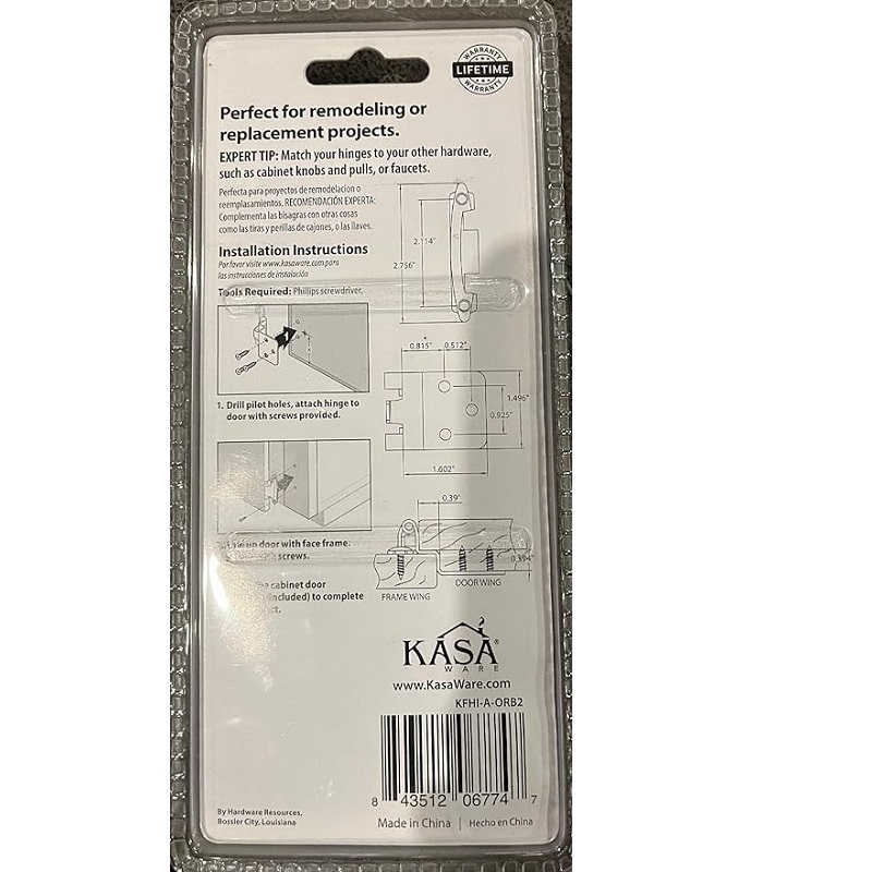 KasaWare 3/8 in. Oil Rubbed Bronze Self Closing Inset Hinge