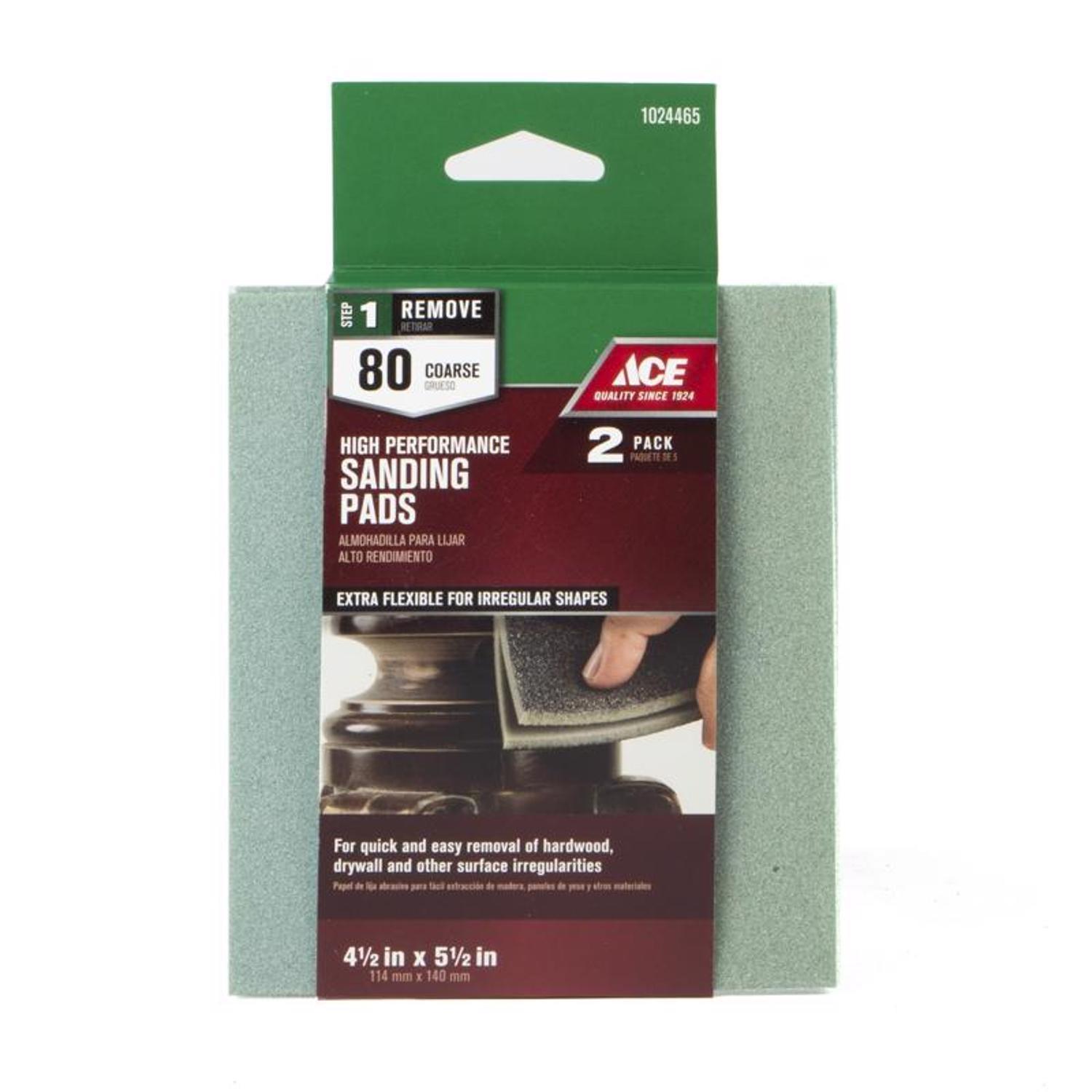 Ace 5.5 in. L X 4.5 in. W X.25 in. 80 Grit Coarse Contour Hand Sanding Pad