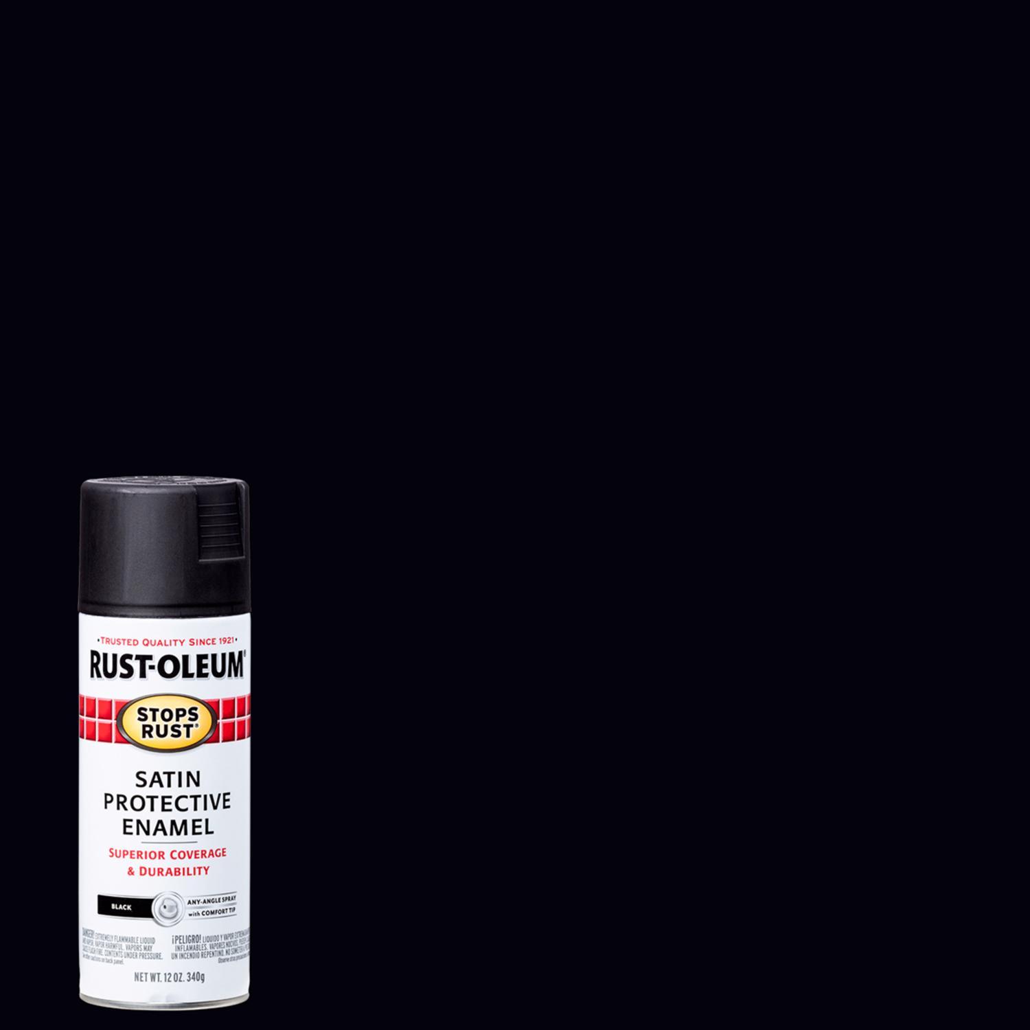 Rust-Oleum Stops Rust Satin Black Spray Paint 12 oz