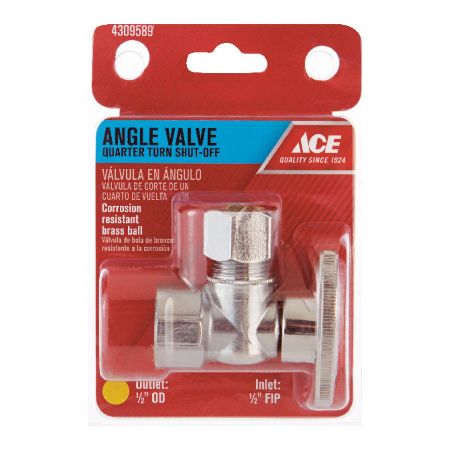 Ace FIP Compression Brass Angle Stop Valve