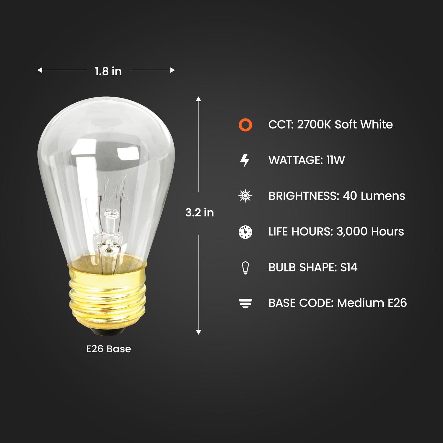Feit 11 W S14 Decorative Incandescent Bulb E26 (Medium) Soft White 4 pk