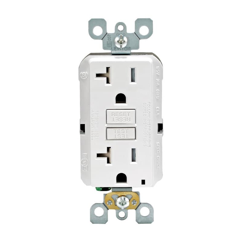 Leviton 20 amps 125 V Duplex White GFCI Outlet 5-20R 1 pk