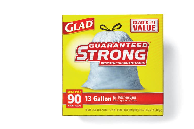 Glad ForceFlex 13 gal No Scent Scent Tall Kitchen Bags Drawstring 90 pk 0.72 mil