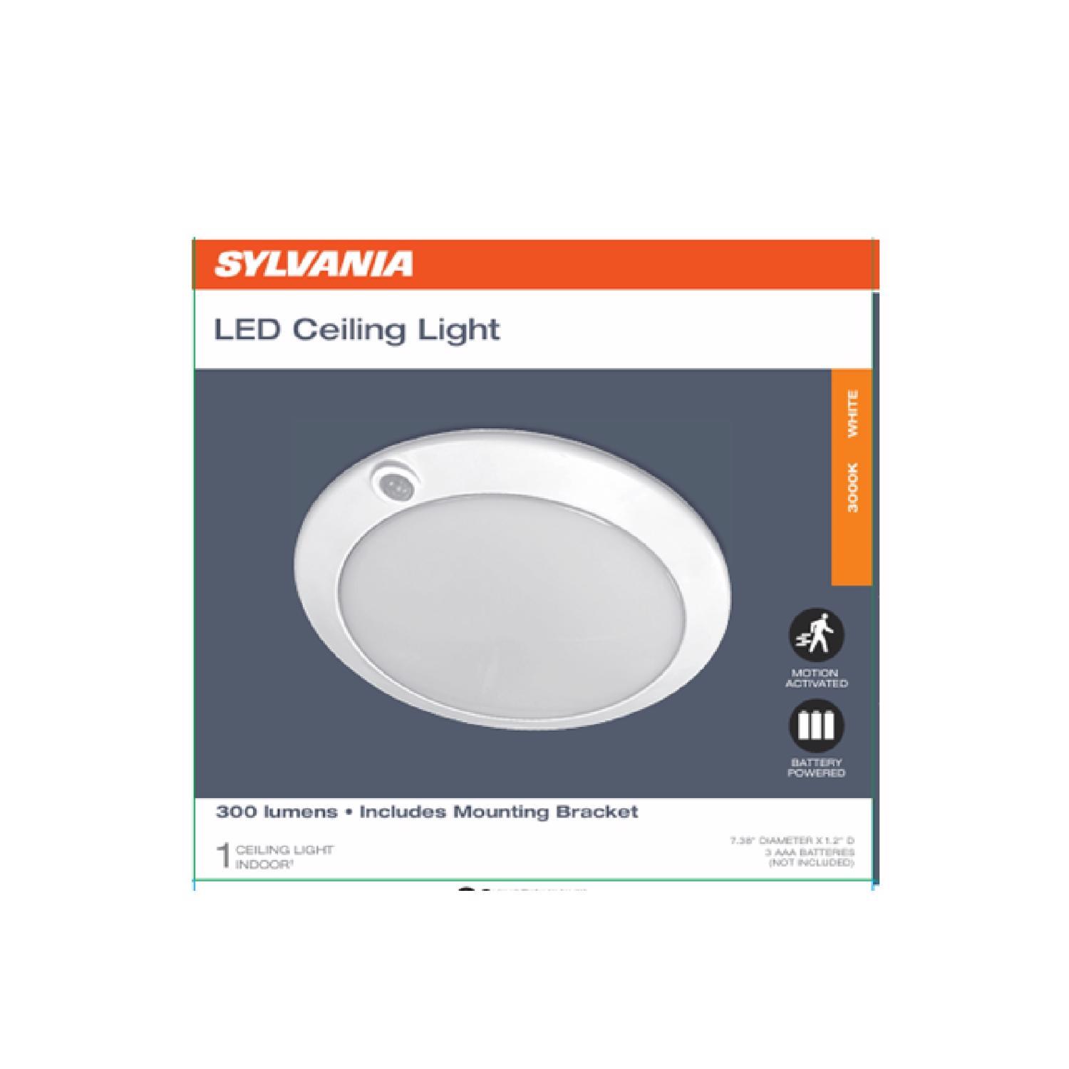 Sylvania Motion-Sensing Battery Powered LED White Ceiling Light