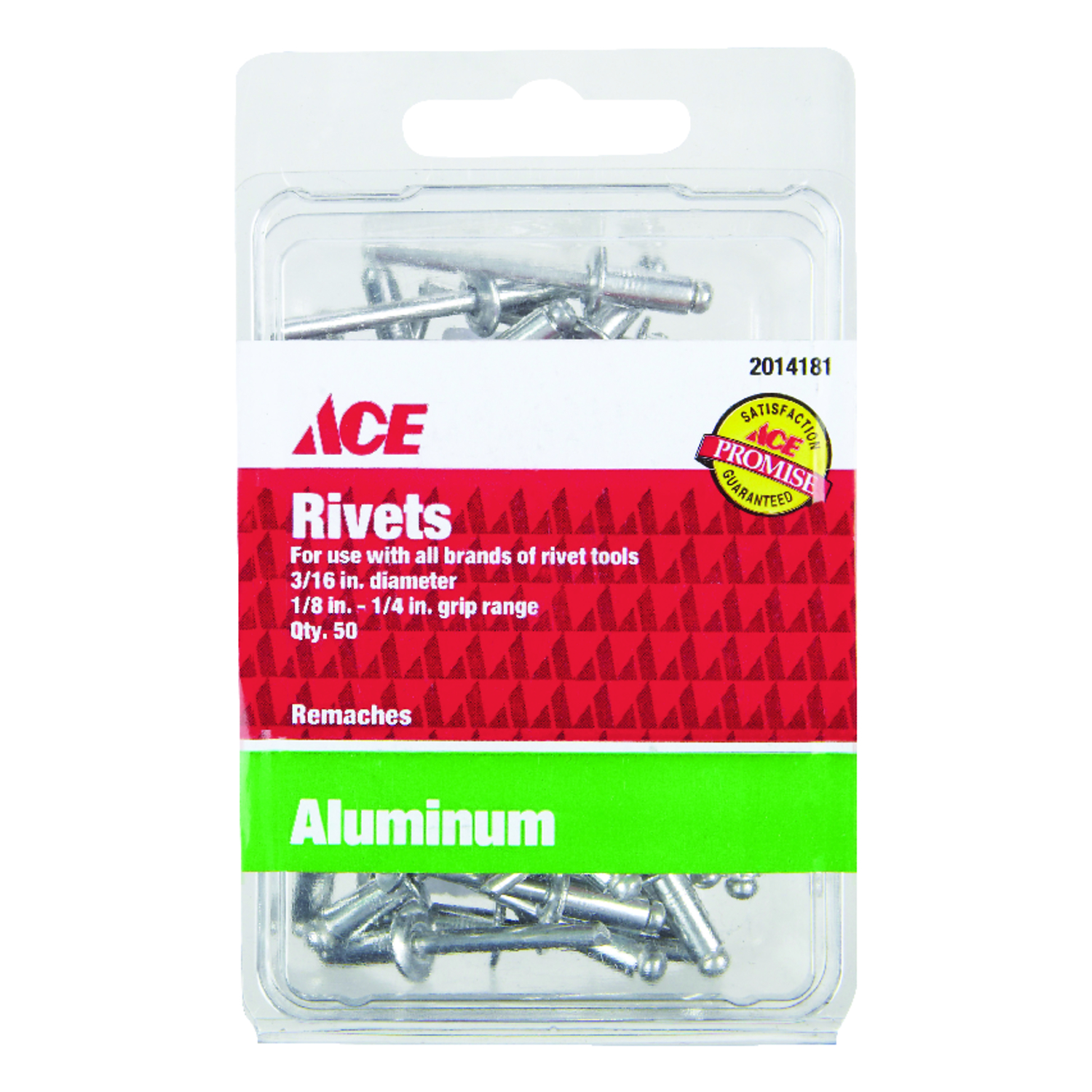 Ace 3/16 in. D X 1/4 in. Aluminum Rivets Silver 50 pk