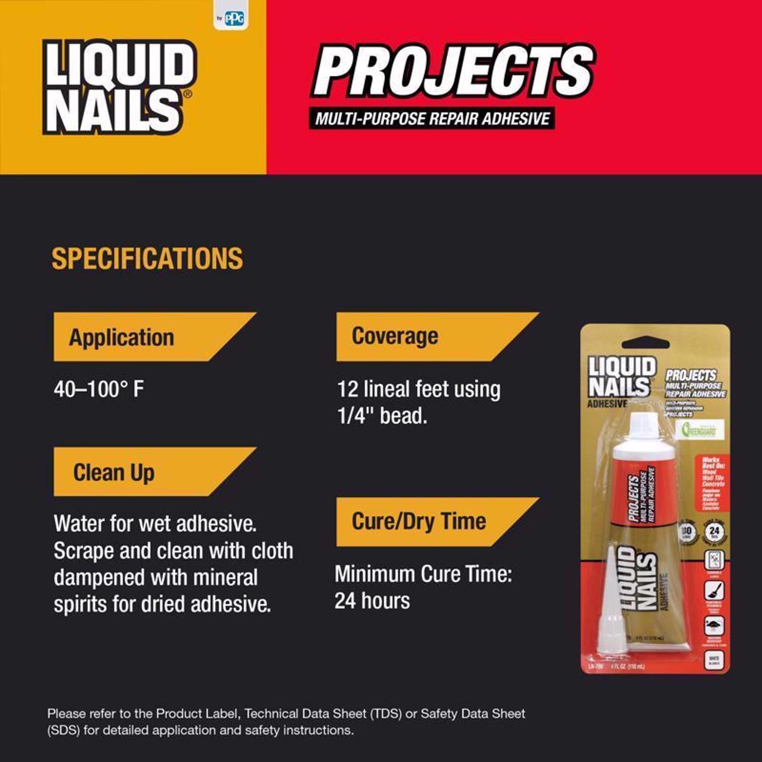 Liquid Nails Small Projects High Strength Latex White Adhesive 4 oz