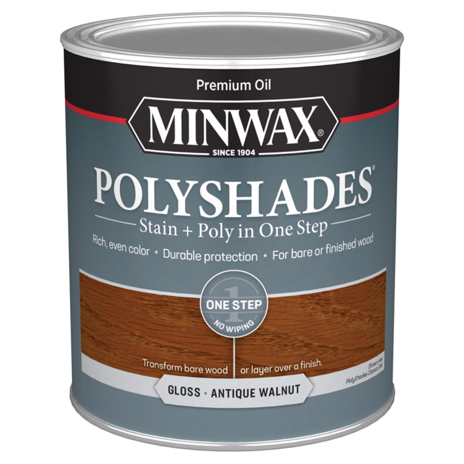 Minwax PolyShades Semi-Transparent Gloss Antique Walnut Oil-Based Stain/Polyurethane Finish 1 qt