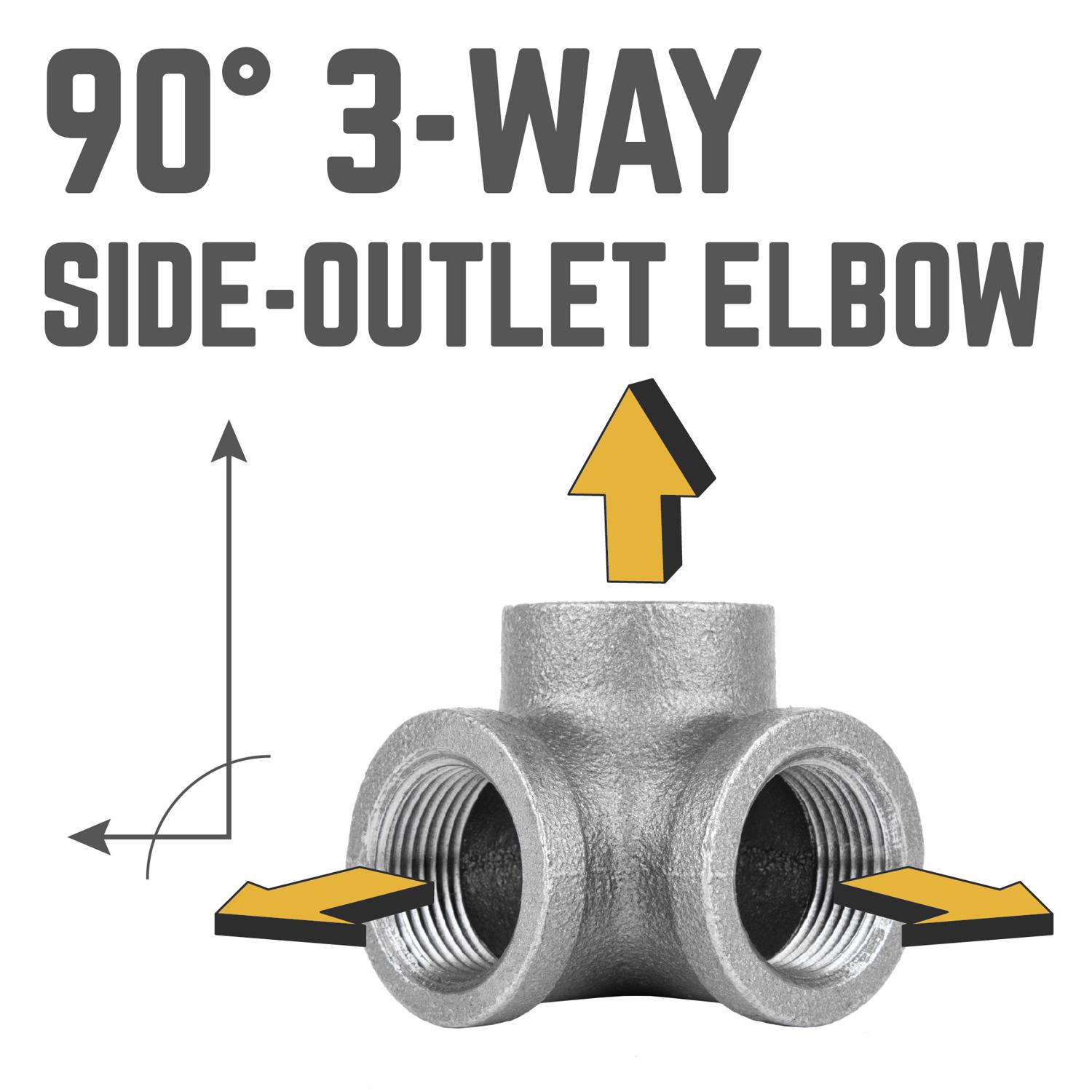 STZ Industries 1/2 in. FIP each X 1/2 in. D FIP 1/2 in. D FIP Black Malleable Iron Side Out Elbow