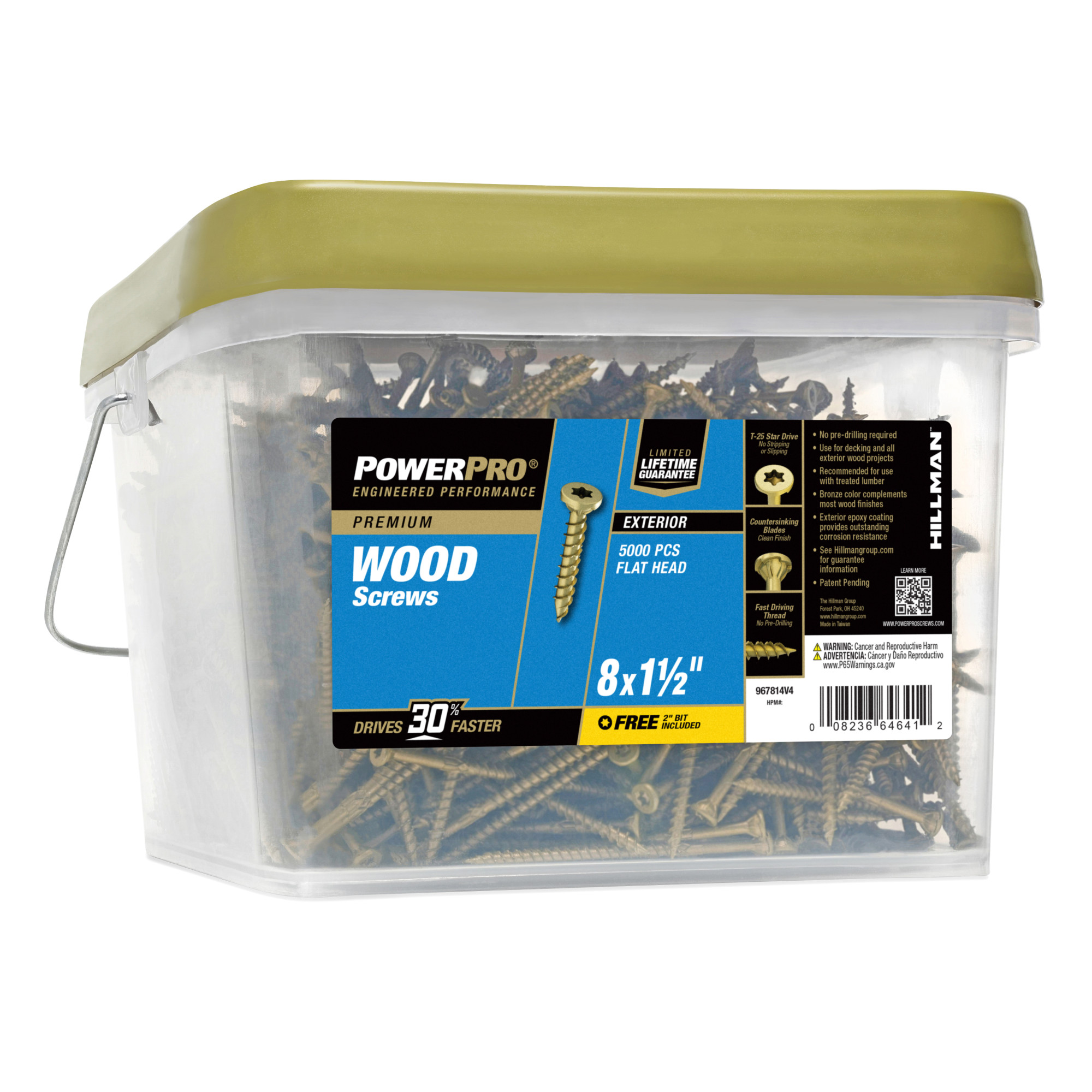 Power Pro Premium Exterior Wood Screws (#8 x 1-1/2 in.) - 5000 pc