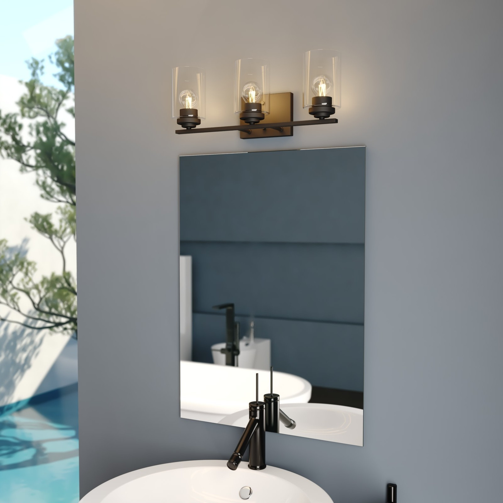 Vaxcel Lighting W0527 Park Ridge 3 Light 22 in.W Vanity Light - Black