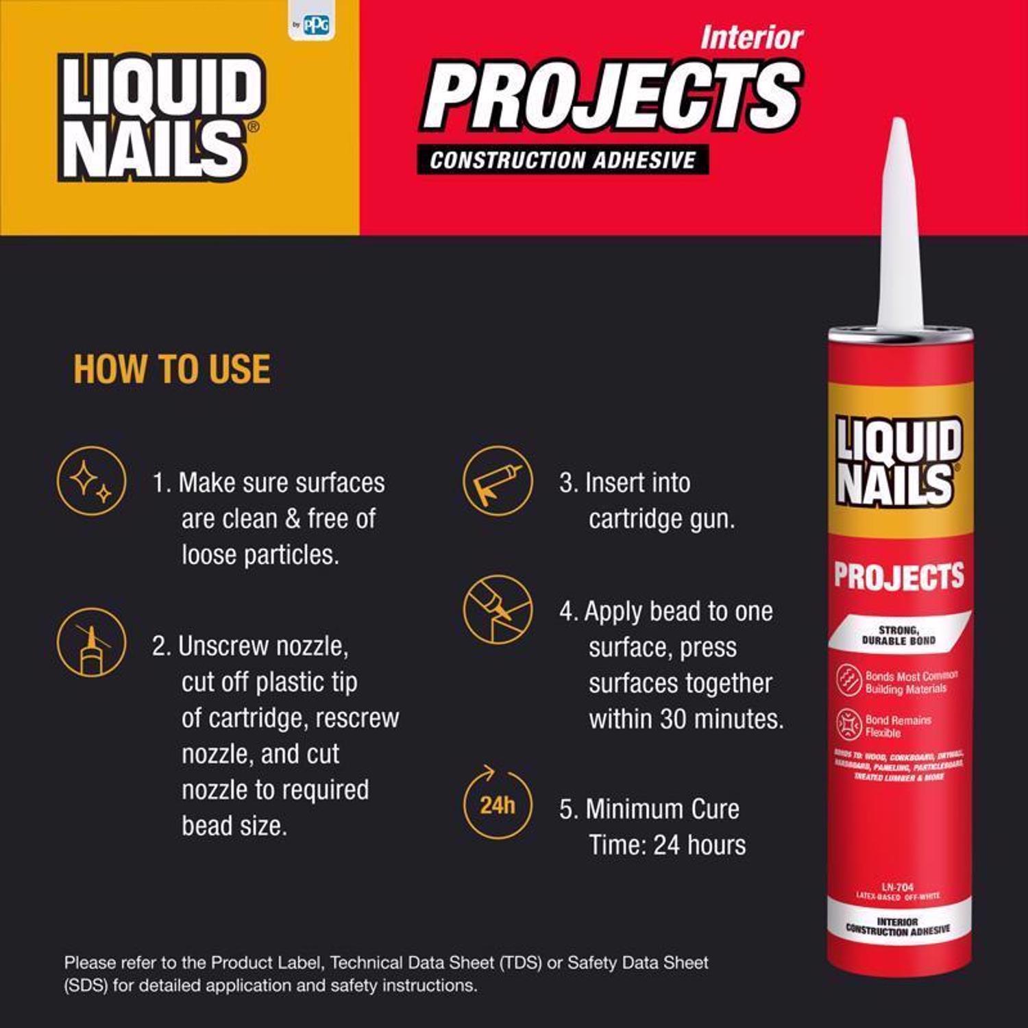 Liquid Nails Interior Projects Acrylic Latex Construction Adhesive 10 oz