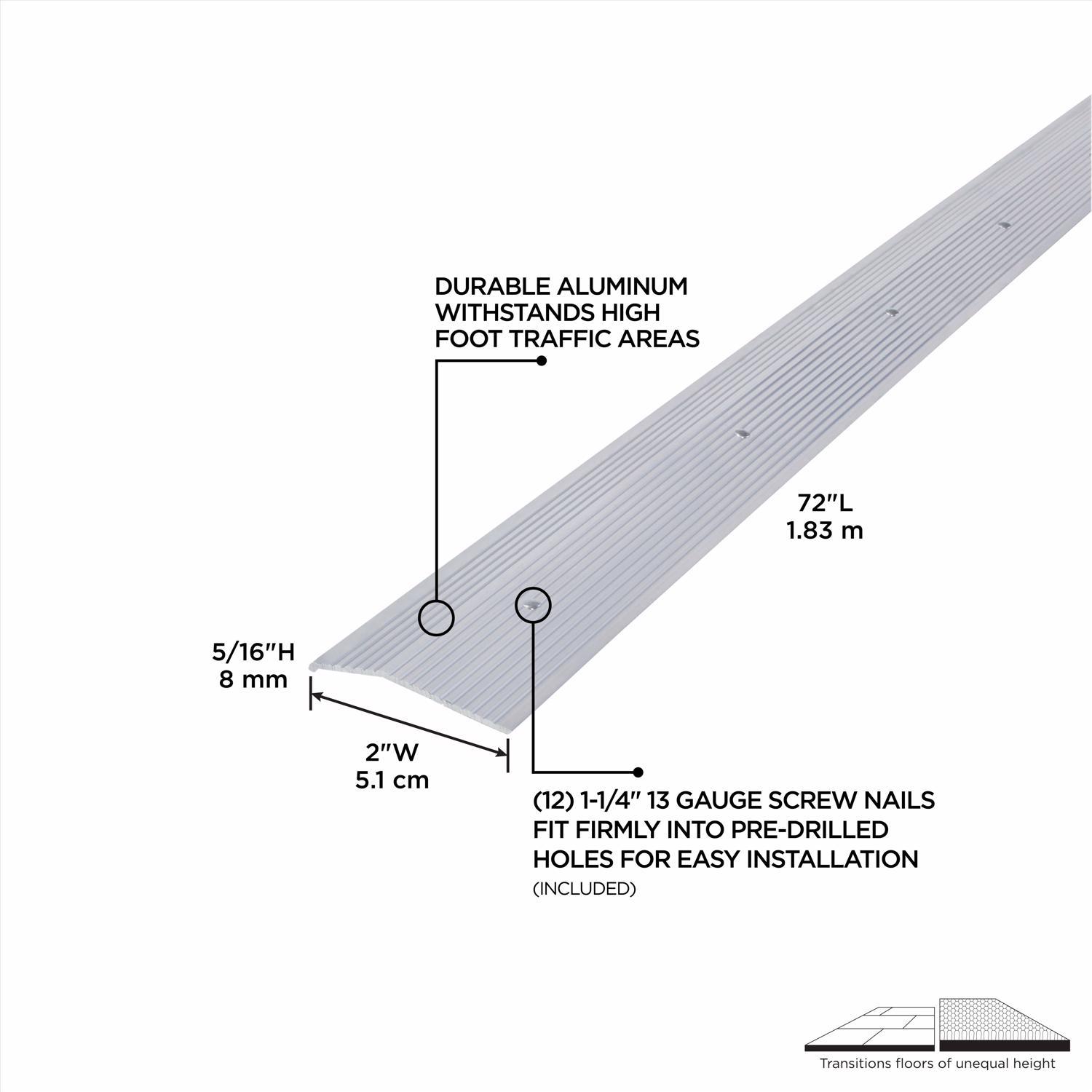 M-D Building Products 0.375 in. H X 2 in. W X 72 in. L Prefinished Silver Aluminum Carpet Trim