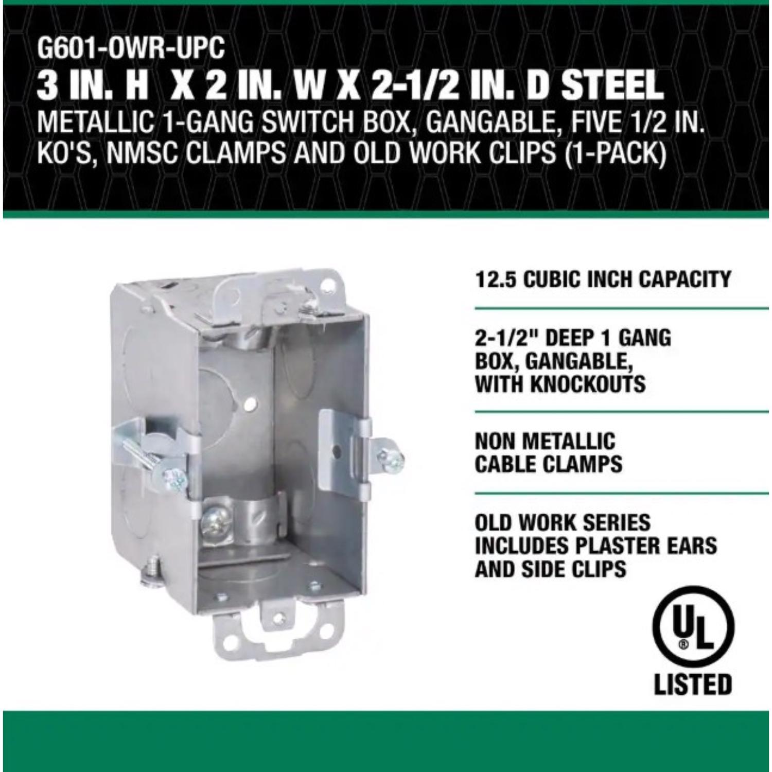 Southwire Old Work Rectangle Steel 1 gang Switch Box