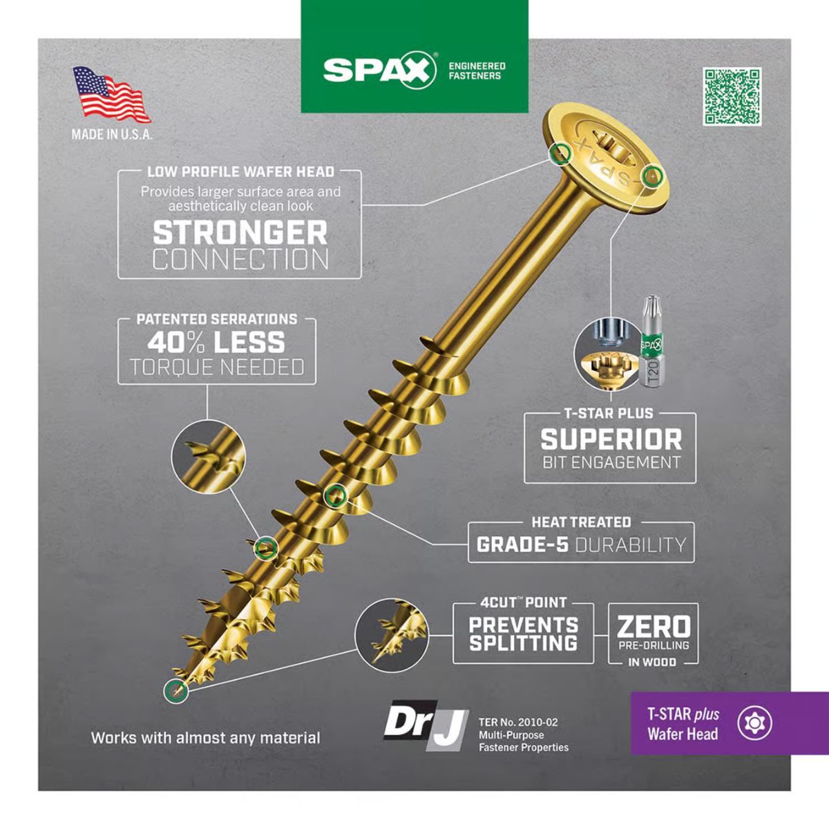 SPAX Multi-Material No. 8 in. x 1-1/4 in. L T-20+ Wafer Head Serrated Construction Screws
