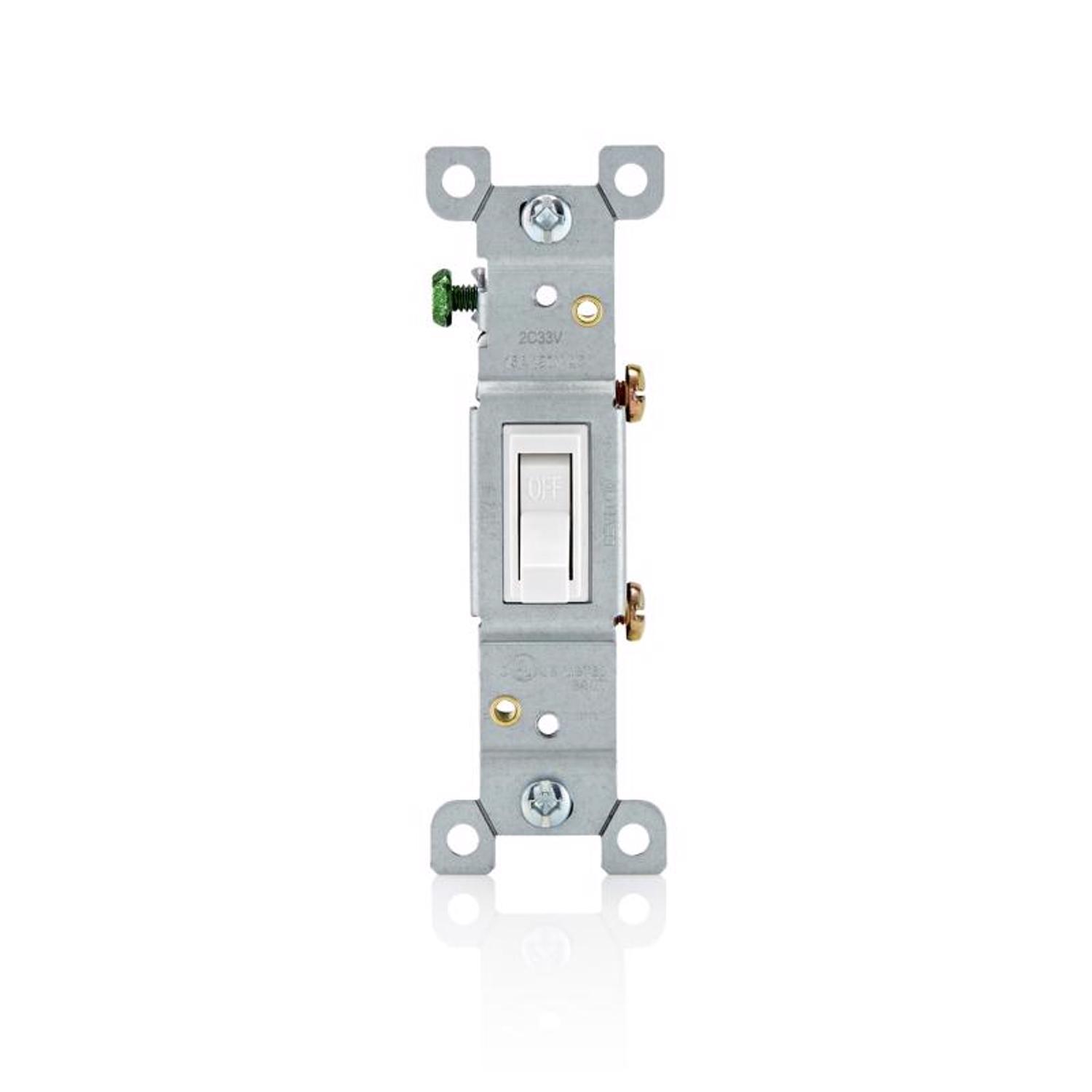 Leviton 15 amps Single Pole Toggle AC Quiet Switch White 1 pk