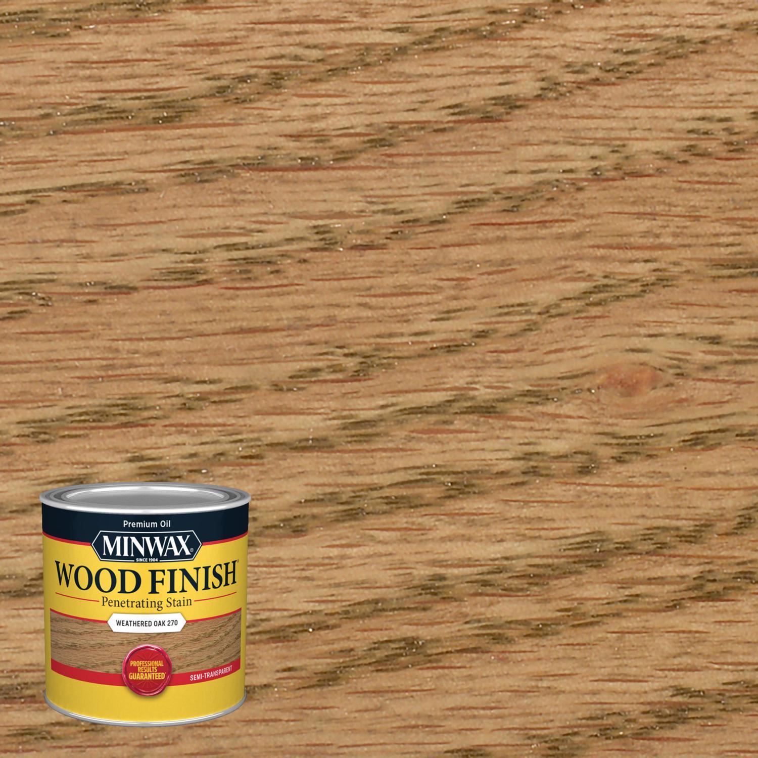 Minwax Wood Finish Semi-Transparent Weathered Oak Oil-Based Penetrating Wood Stain 1/2 pt