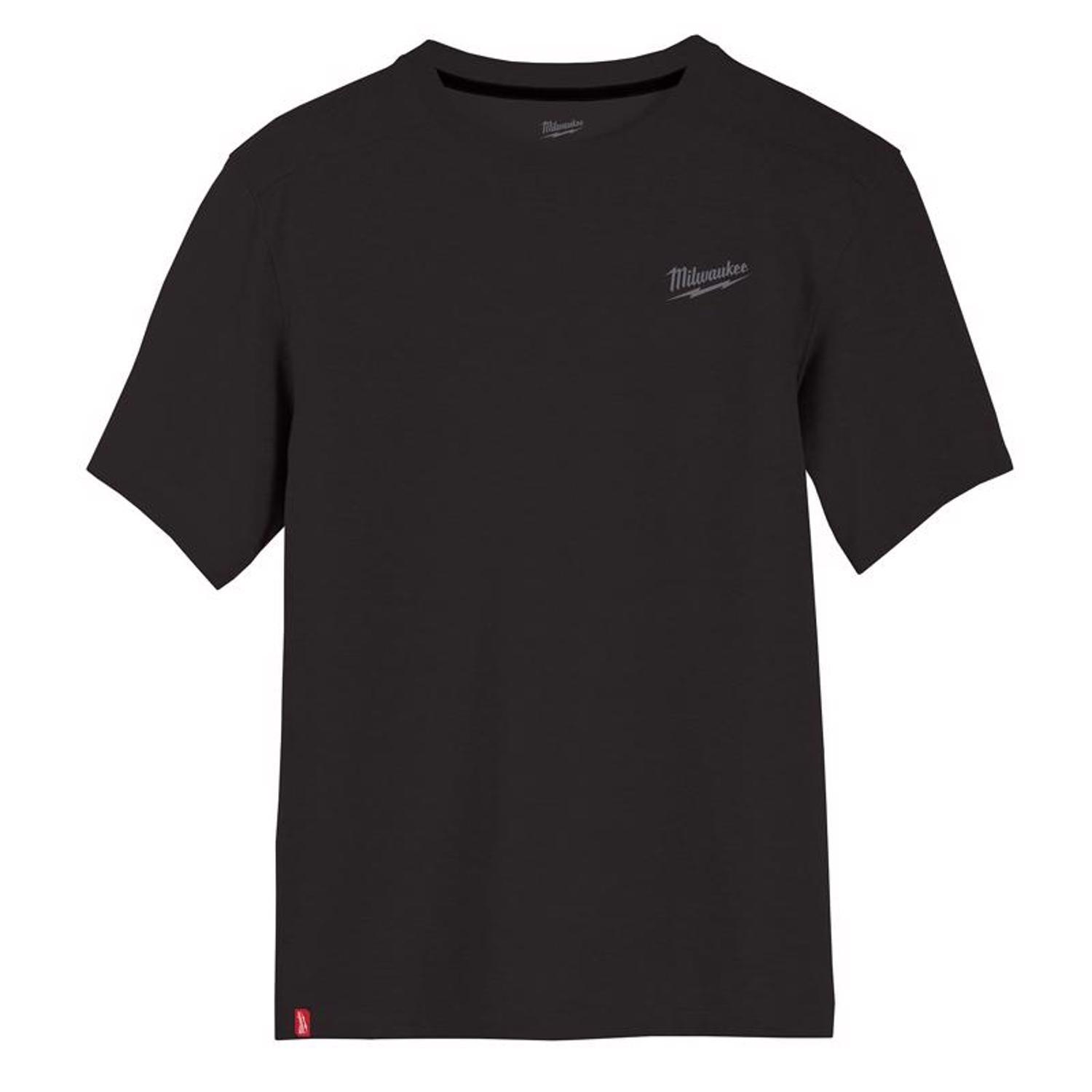 Milwaukee XL Short Sleeve Men's Crew Neck Black Hybrid Work Tee Shirt