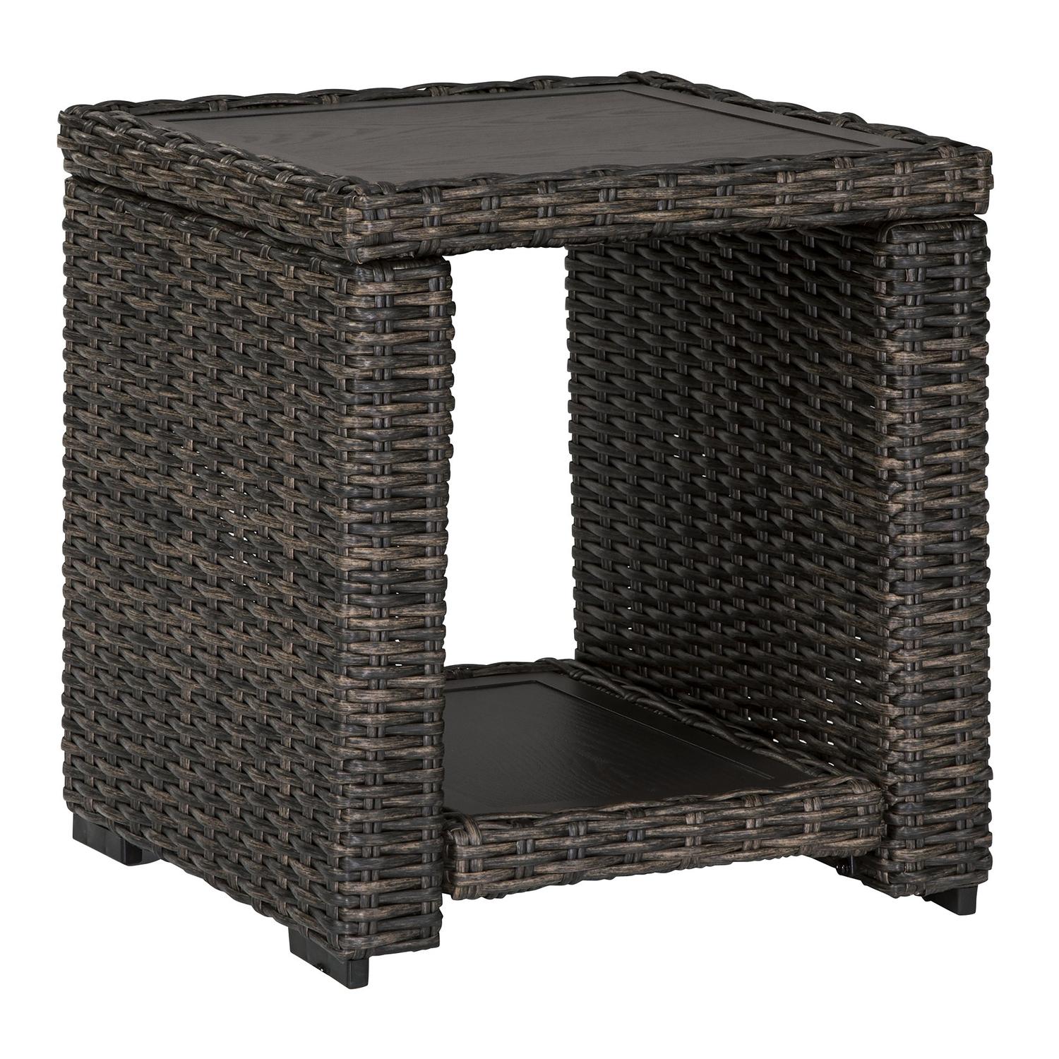 Signature Design by Ashley Grasson Lane Brown Square Aluminum Contemporary End Table