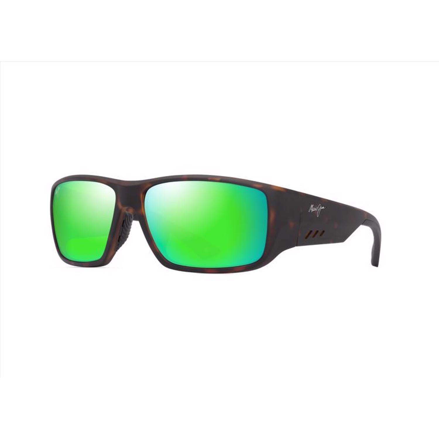 Maui Jim Keha AF Sunglasses Men's Matte Dark Havana Frame Maui Green Lens Polarized